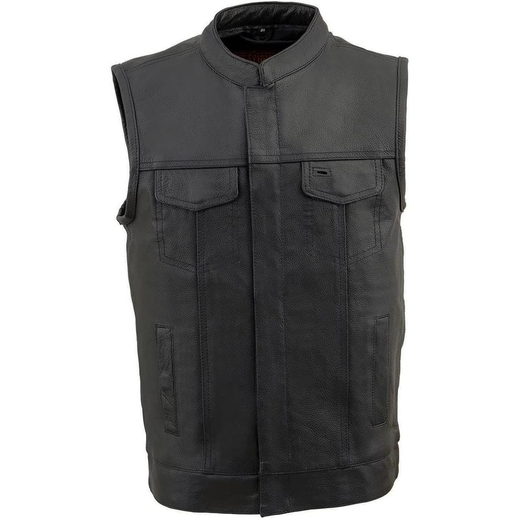 Chaleco de Cuero Negro Abierto Milwaukee Leather LKY3850 para Jóvenes