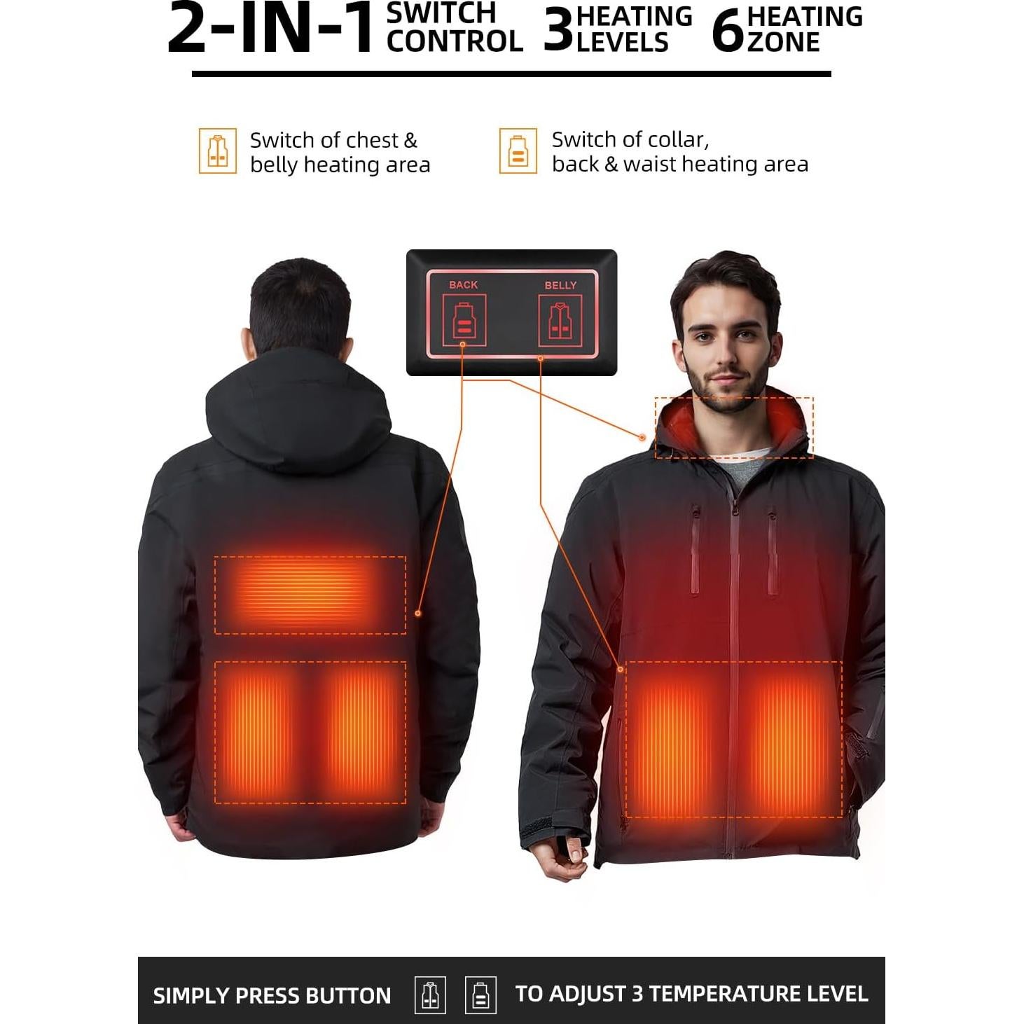 Chaqueta Calentada SAVIOR HEAT Hombre Impermeable 10 Horas