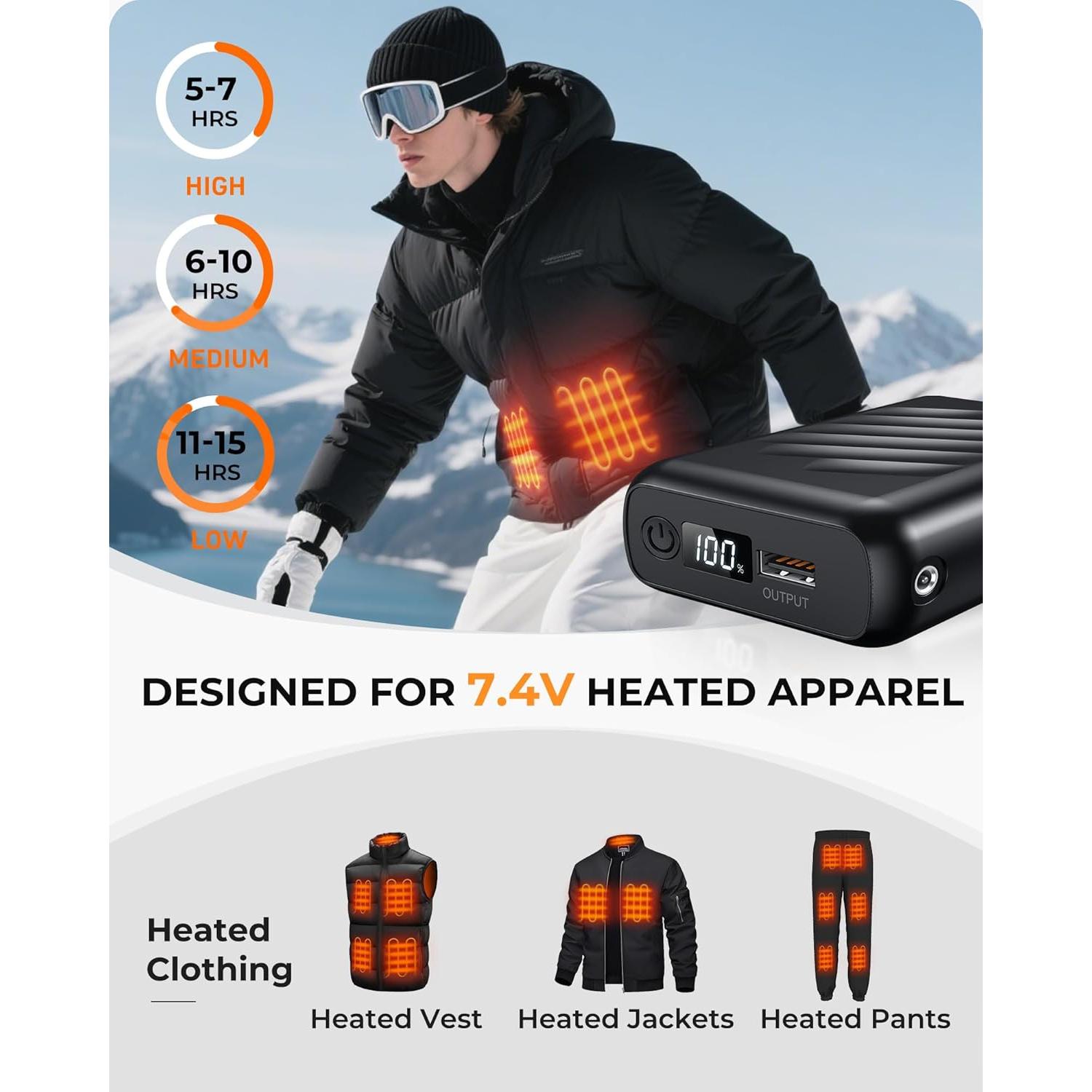 Batería 20000mAh 7.4V para Chaleco Térmico ORORO Venustas