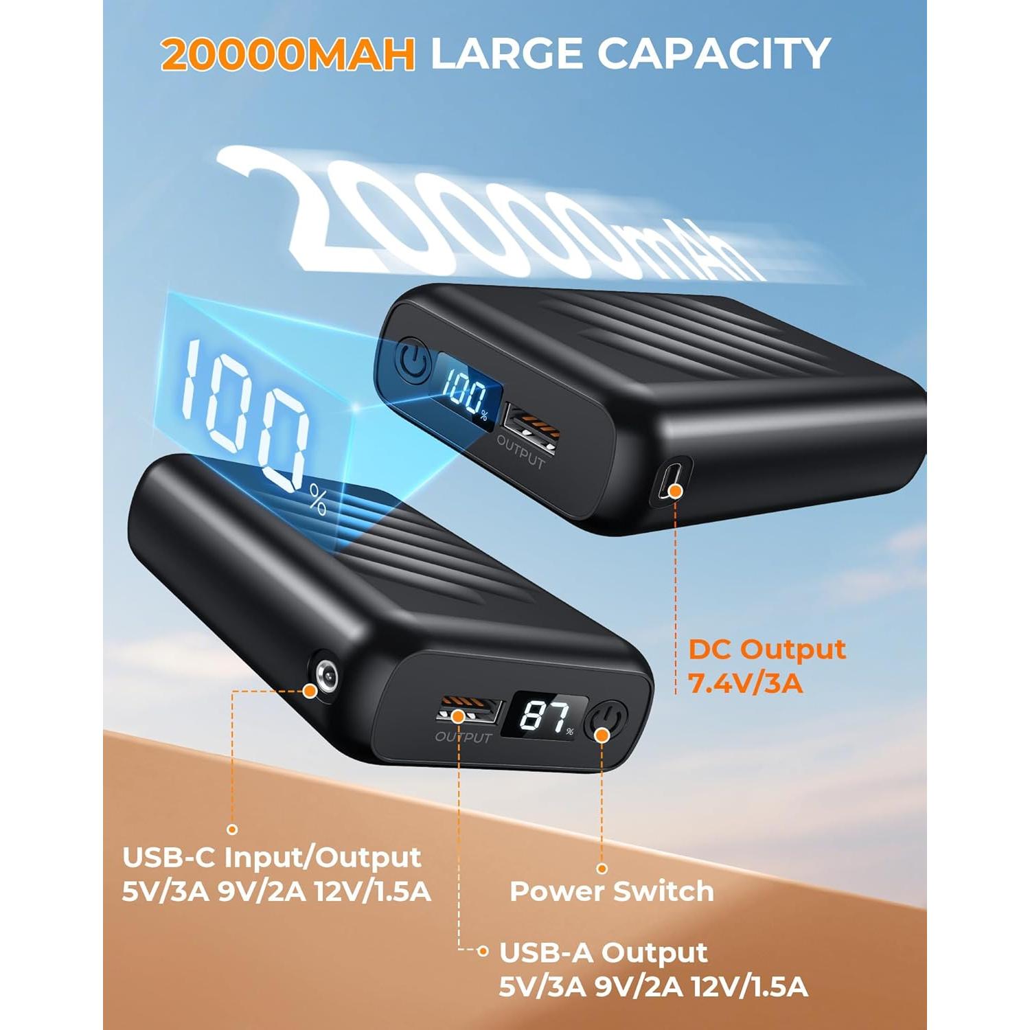 Batería 20000mAh 7.4V para Chaleco Térmico ORORO Venustas