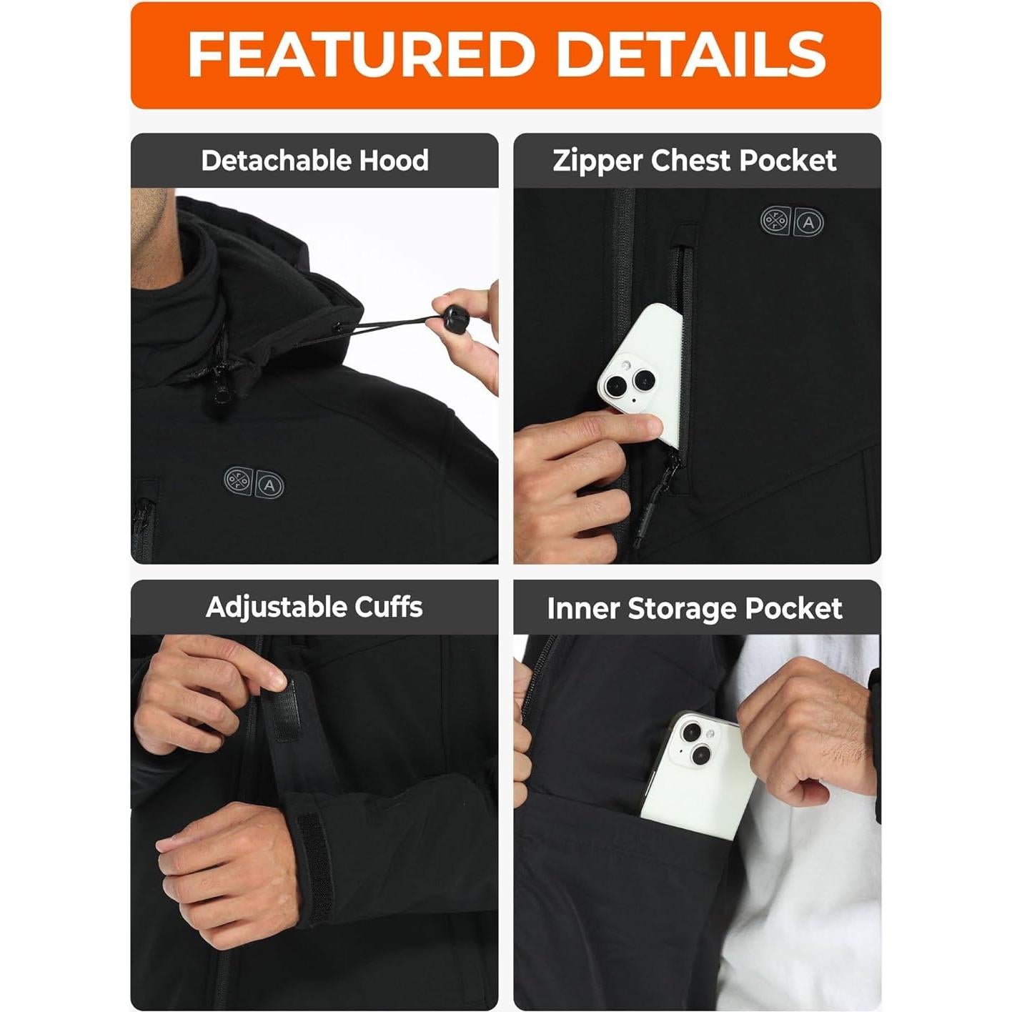 Chaqueta Térmica ORORO Hombre 5 Zonas Calor Doble Control