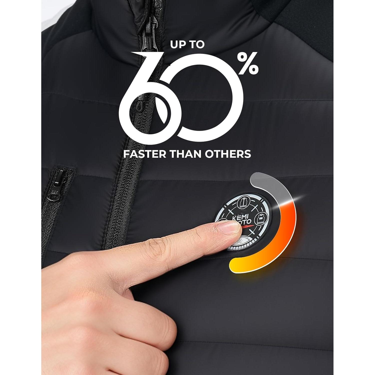 Chaleco Térmico Calentado KEMIMOTO para Hombres y Mujeres - Negro