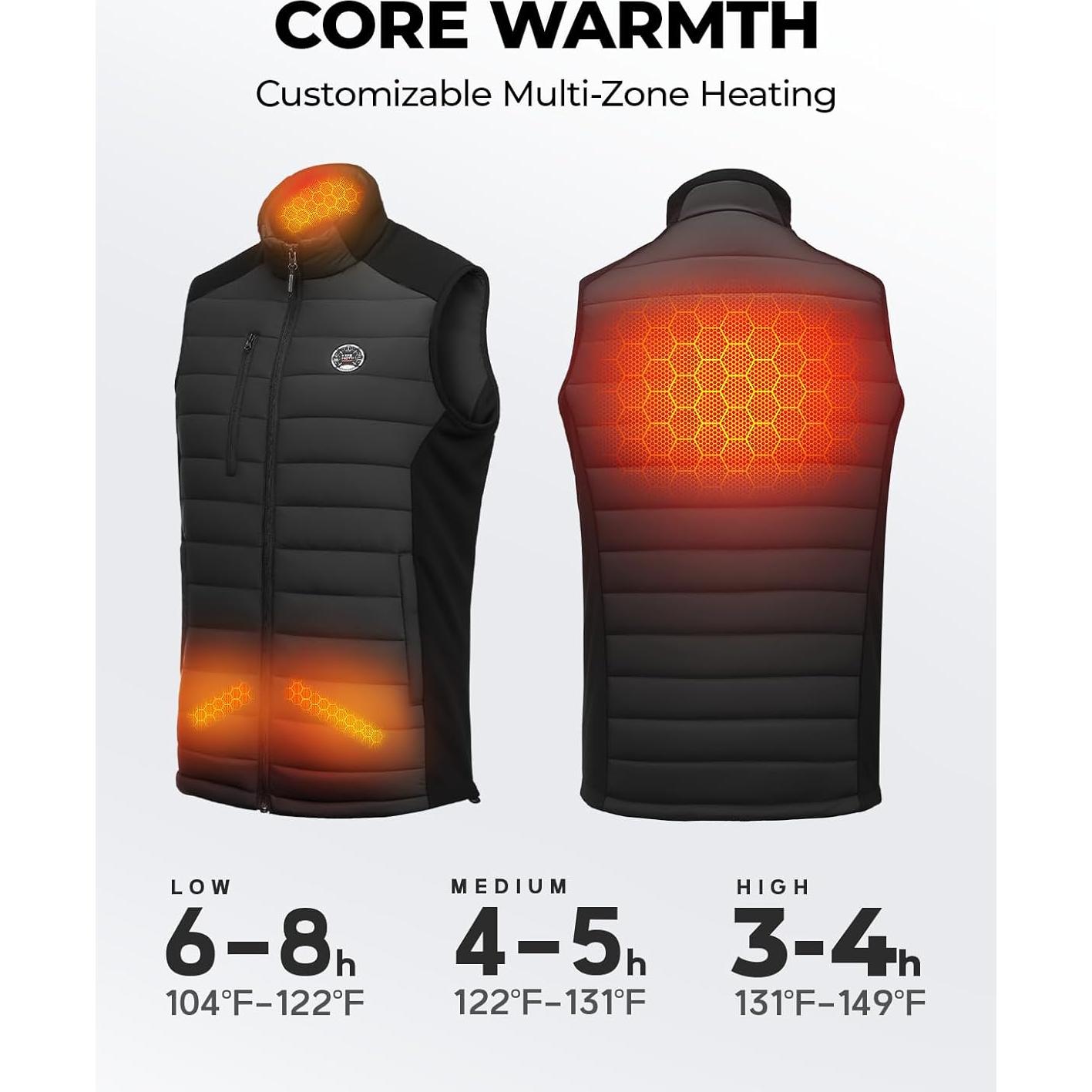 Chaleco Térmico Calentado KEMIMOTO para Hombres y Mujeres - Negro