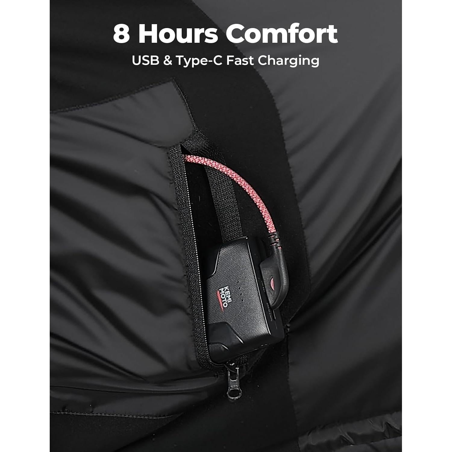 Chaleco Térmico Calentado KEMIMOTO para Hombres y Mujeres - Negro