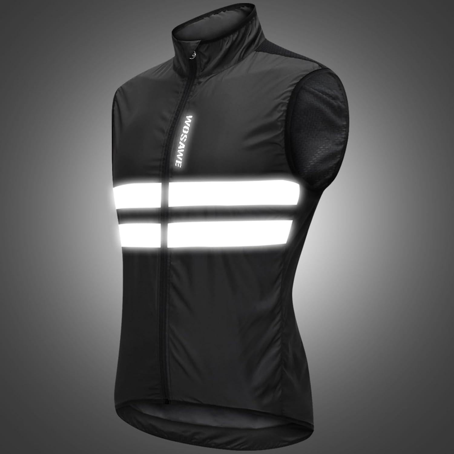 WOSAWE Men's High Visibility Cycling Wind Jacket Water Resistance Reflective Windbreaker