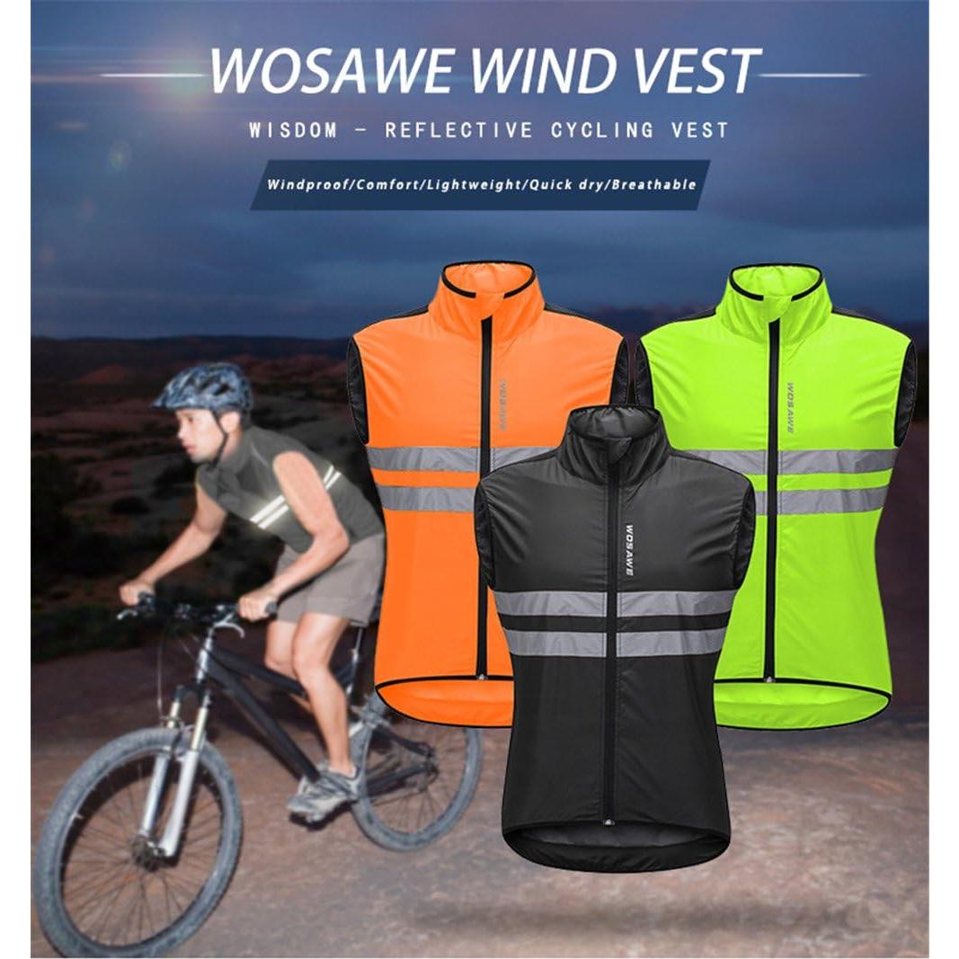 WOSAWE Men's High Visibility Cycling Wind Jacket Water Resistance Reflective Windbreaker