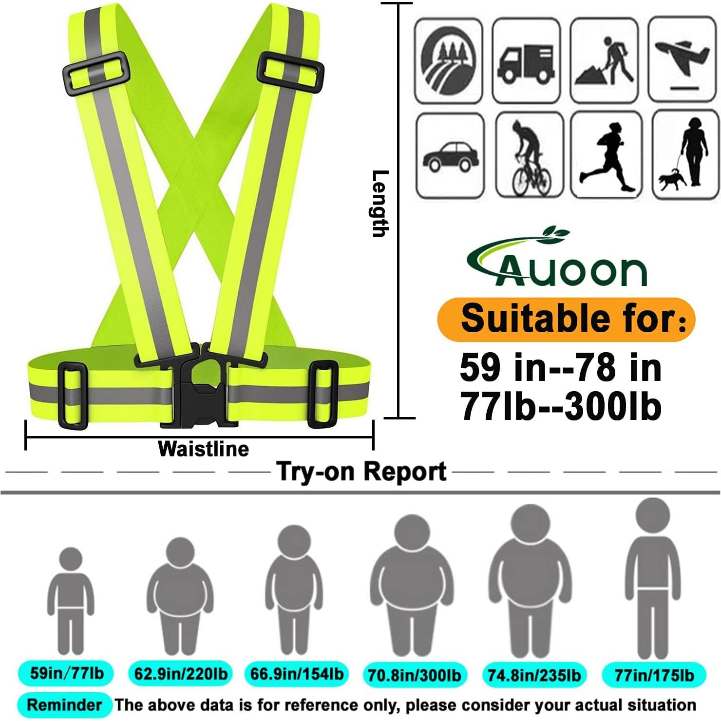 Chaleco Reflectante Ajustable AUOON para Correr y Ciclismo