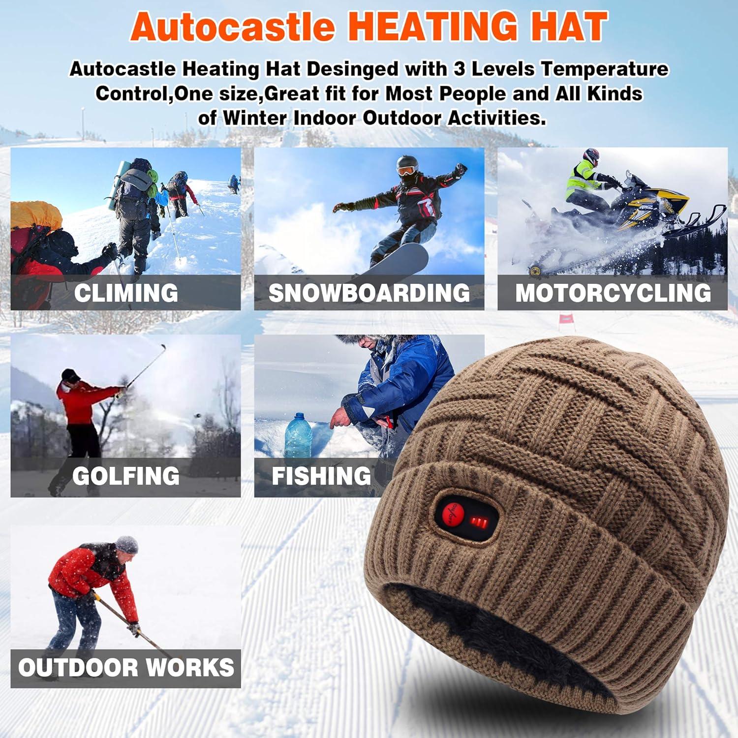 Gorro Calentado Autocastle 7.4V Unisex Recargable Invierno