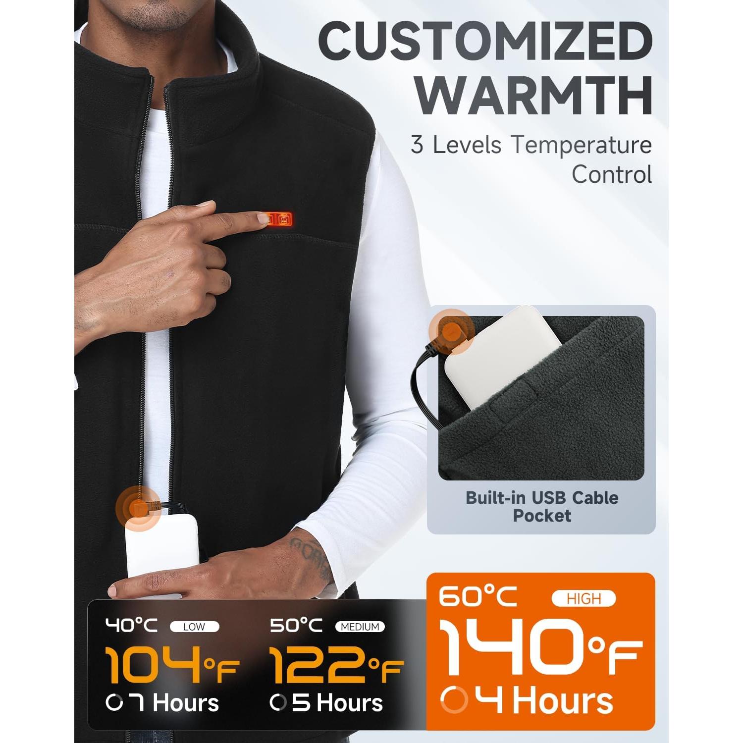 Chaleco Calentado Labcool Unisex Microforro Polar 10000mAh