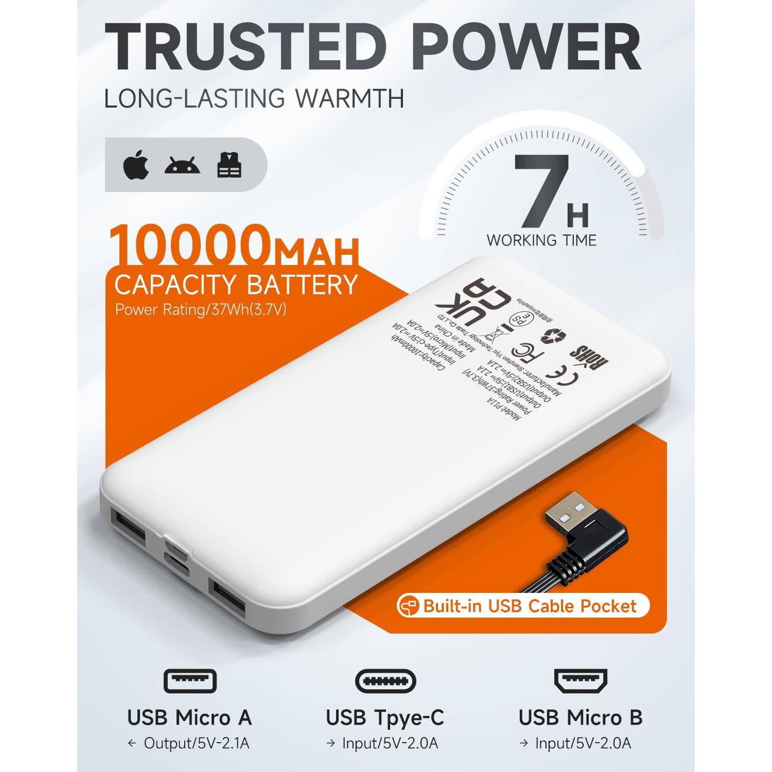 Chaleco Calentado Labcool Unisex Microforro Polar 10000mAh