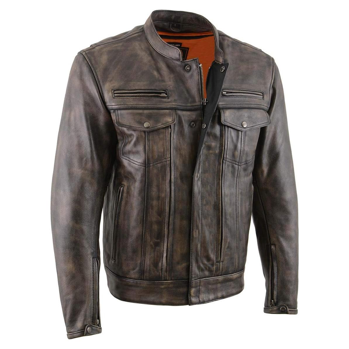 Chaqueta de motocicleta de cuero negro Milwaukee Leather MLM1506