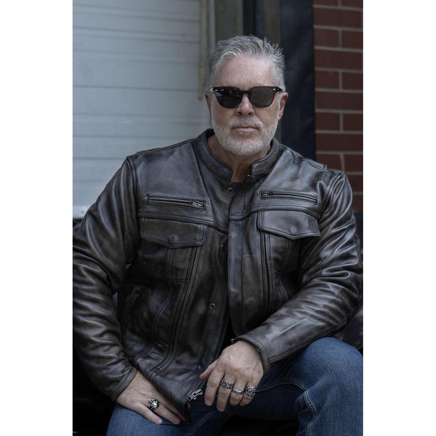 Chaqueta de motocicleta de cuero negro Milwaukee Leather MLM1506