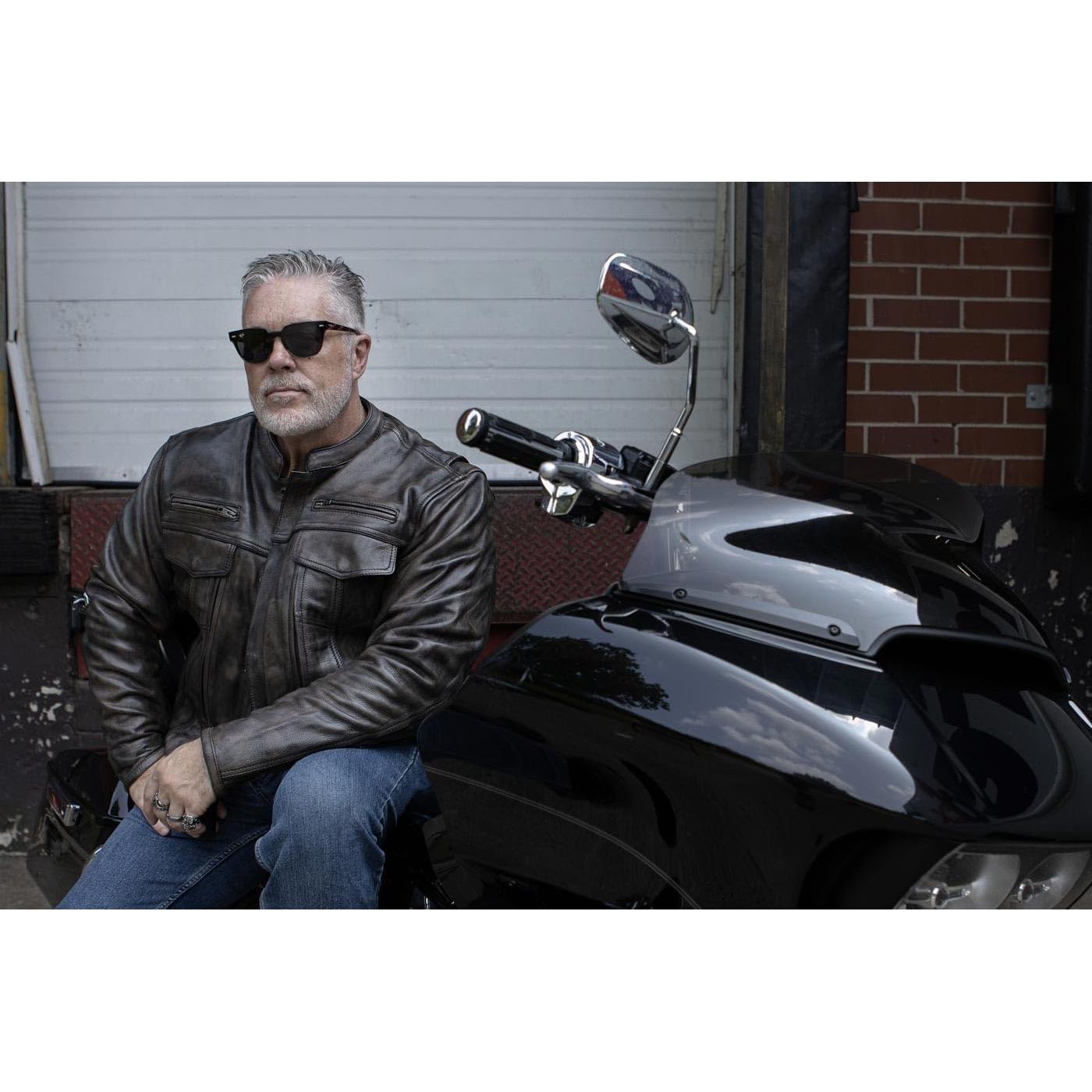 Chaqueta de motocicleta de cuero negro Milwaukee Leather MLM1506