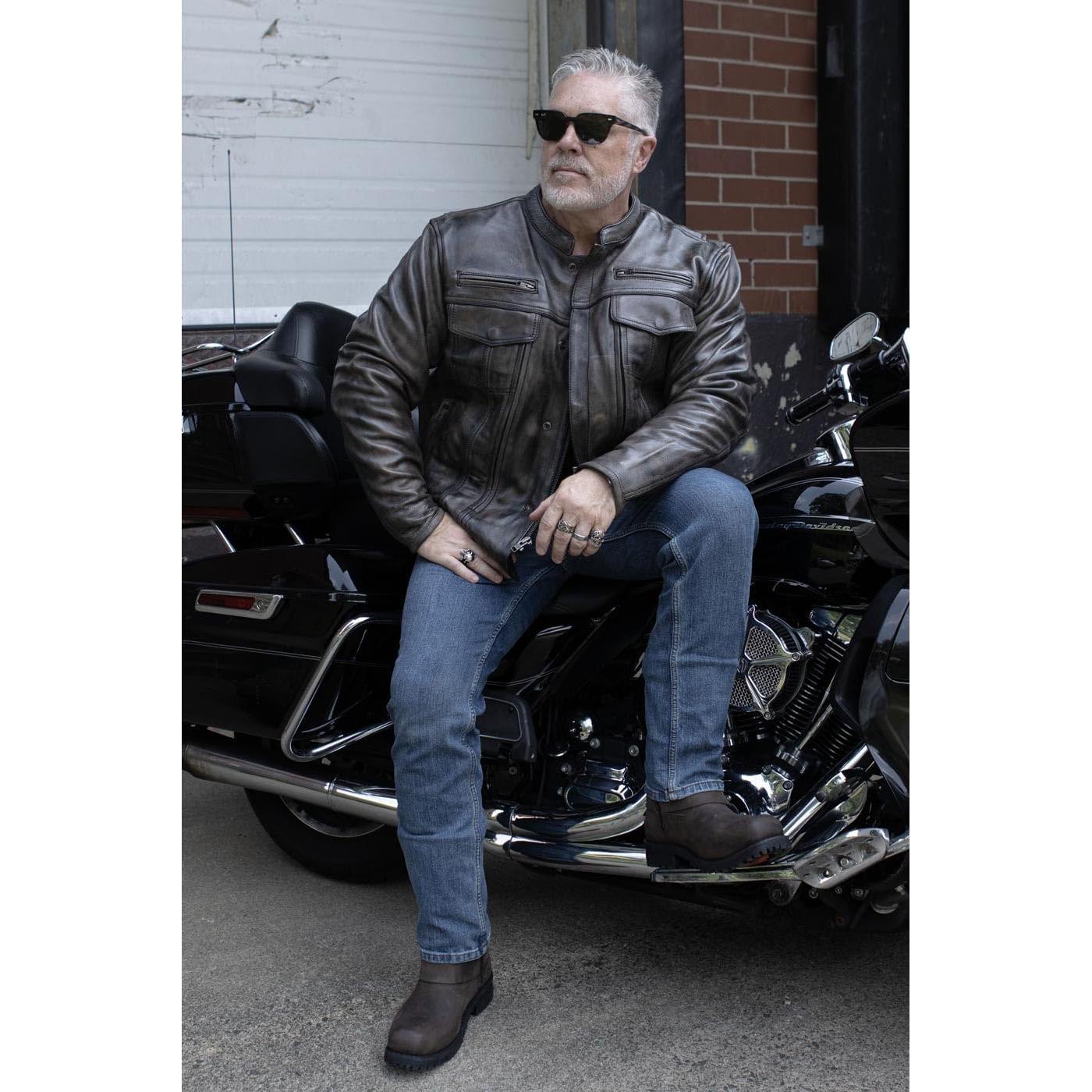 Chaqueta de motocicleta de cuero negro Milwaukee Leather MLM1506