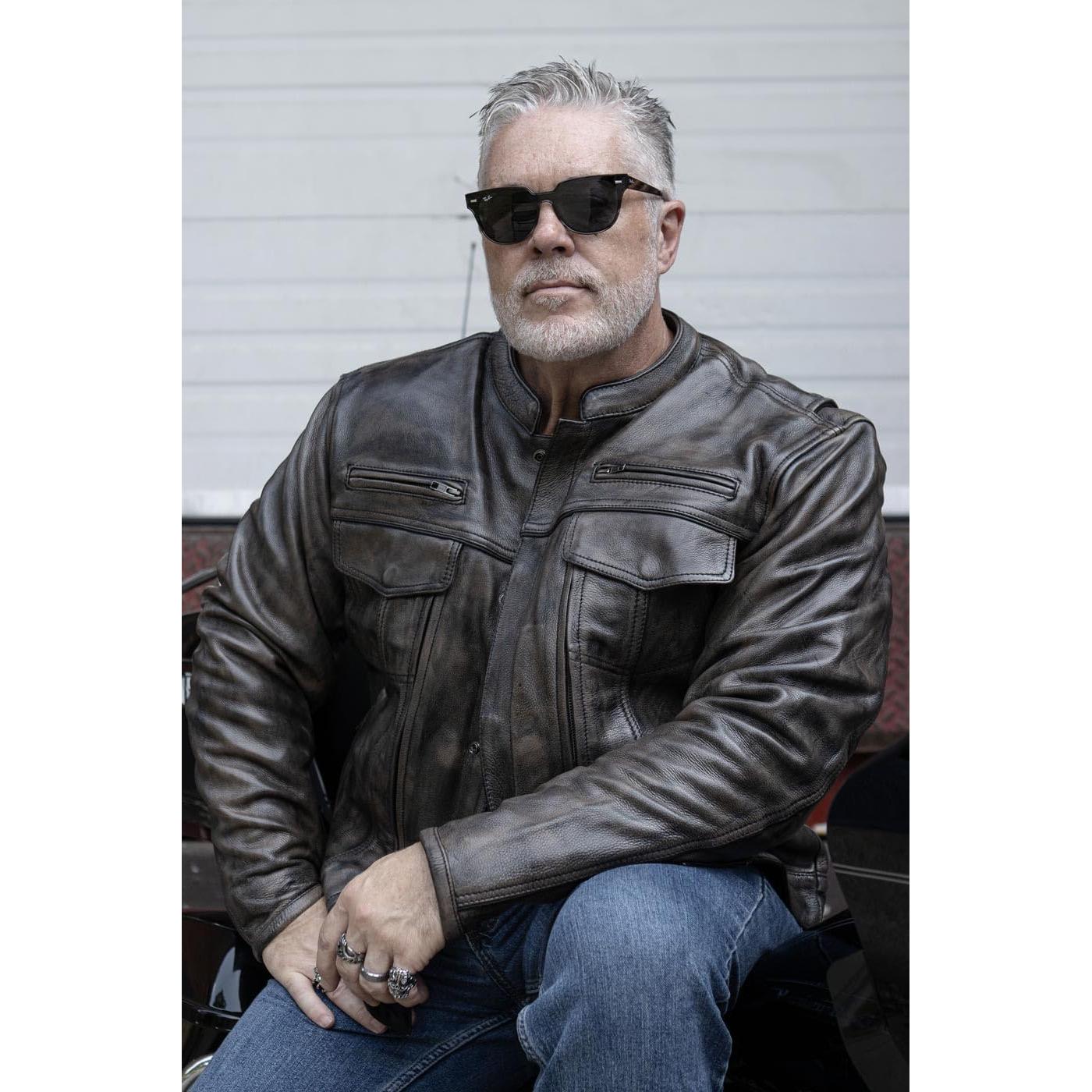 Chaqueta de motocicleta de cuero negro Milwaukee Leather MLM1506