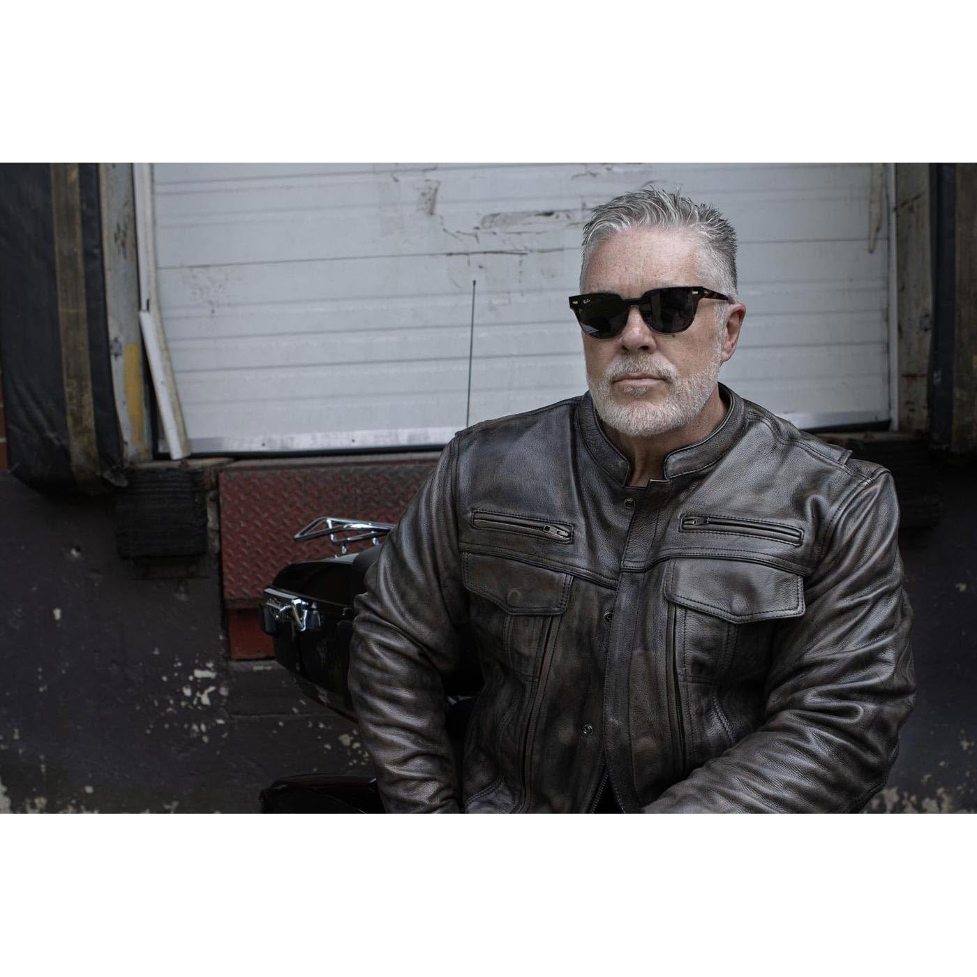 Chaqueta de motocicleta de cuero negro Milwaukee Leather MLM1506