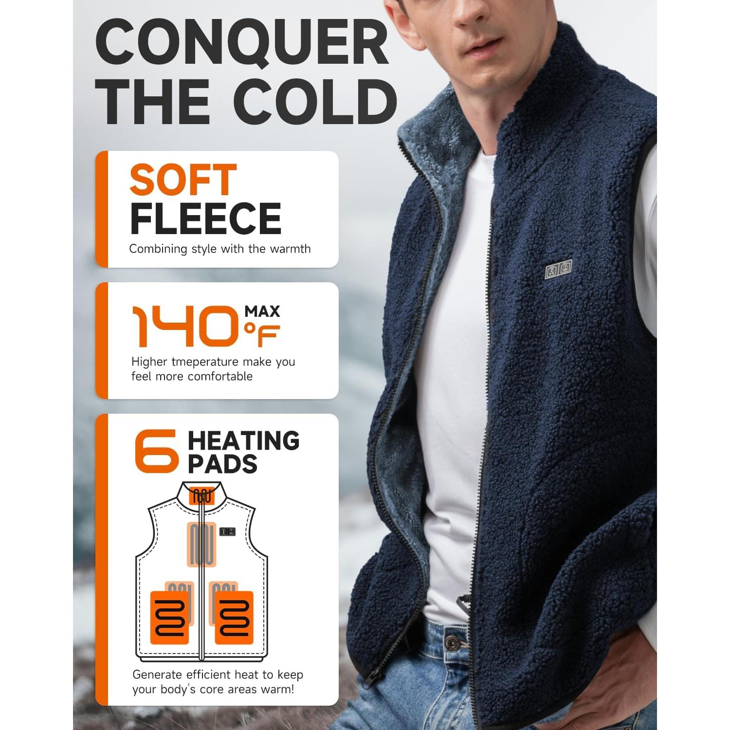 Chaleco Calentado LABCOOL Mediano Azul con Batería 10000mAh