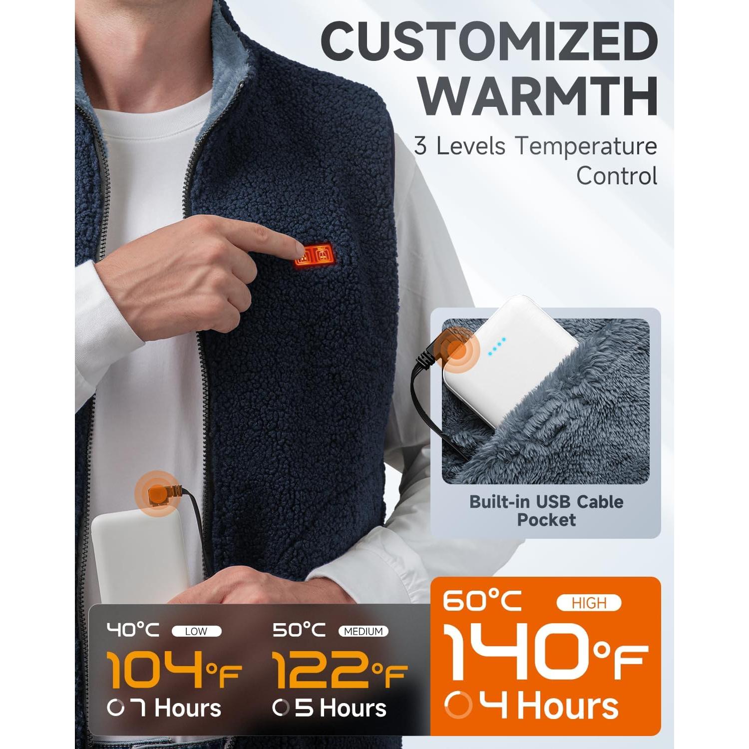 Chaleco Calentado LABCOOL Mediano Azul con Batería 10000mAh