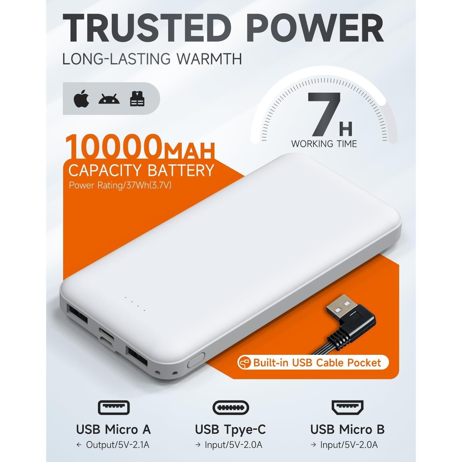 Chaleco Calentado LABCOOL Mediano Azul con Batería 10000mAh