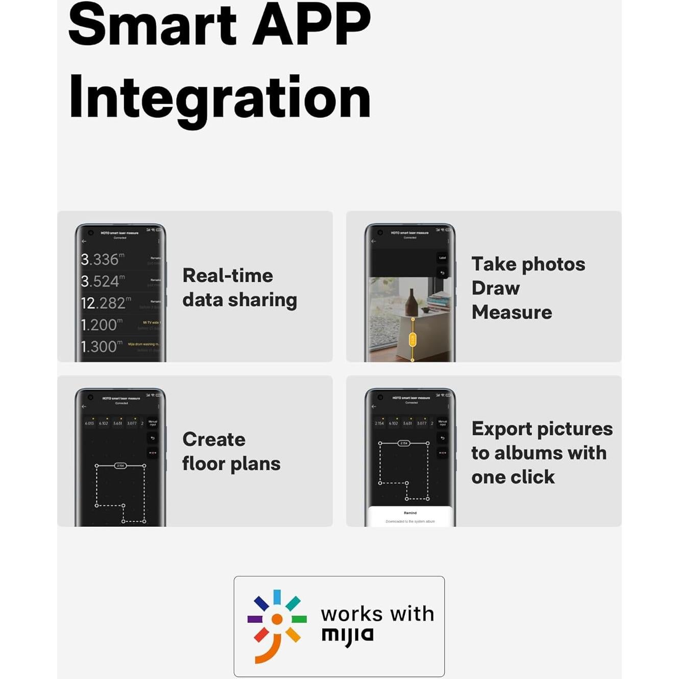 HOTO Medidor Láser 29.87m Pantalla OLED Bluetooth