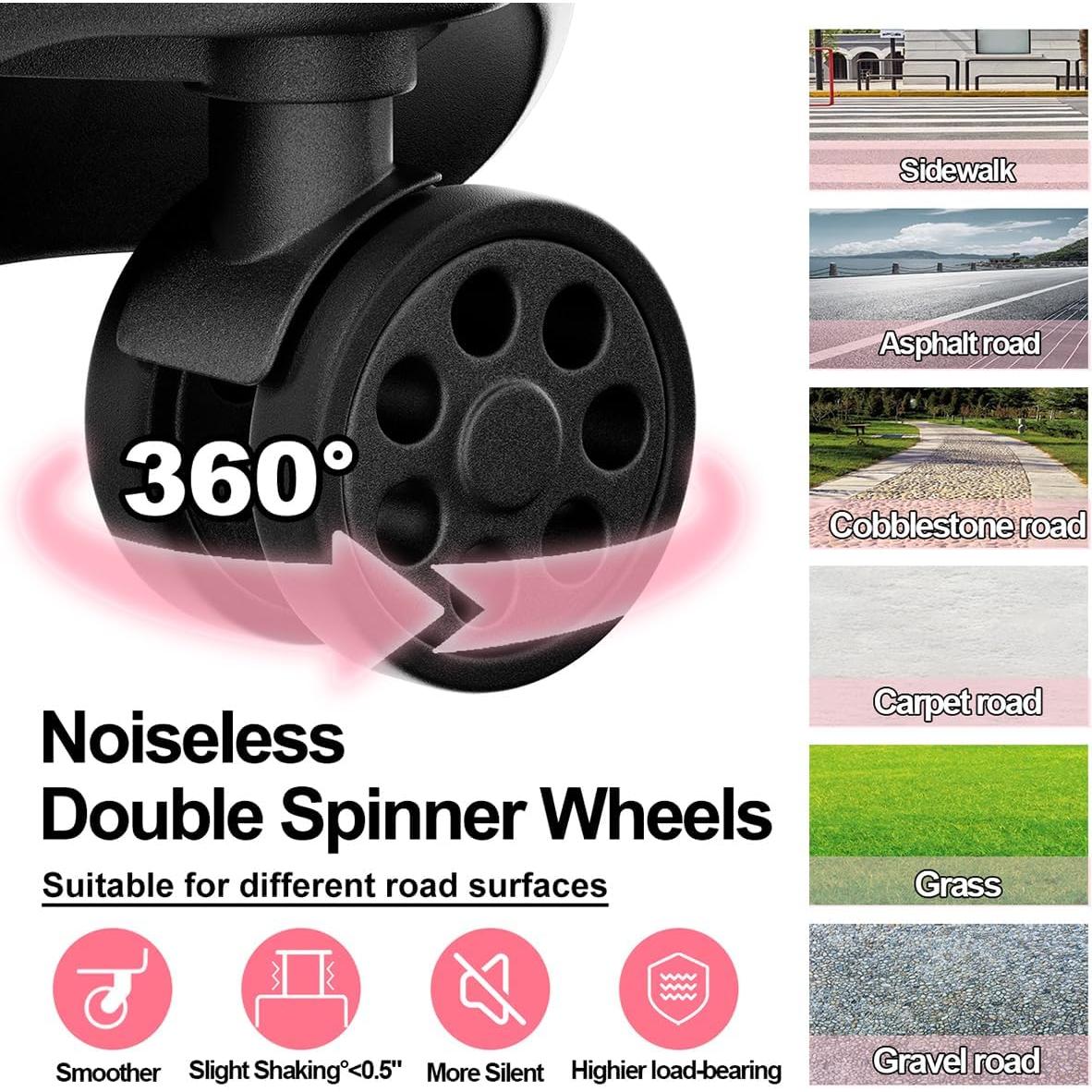 Maleta de Mano Krute 20 cm con USB y Ruedas Dobles Rosa