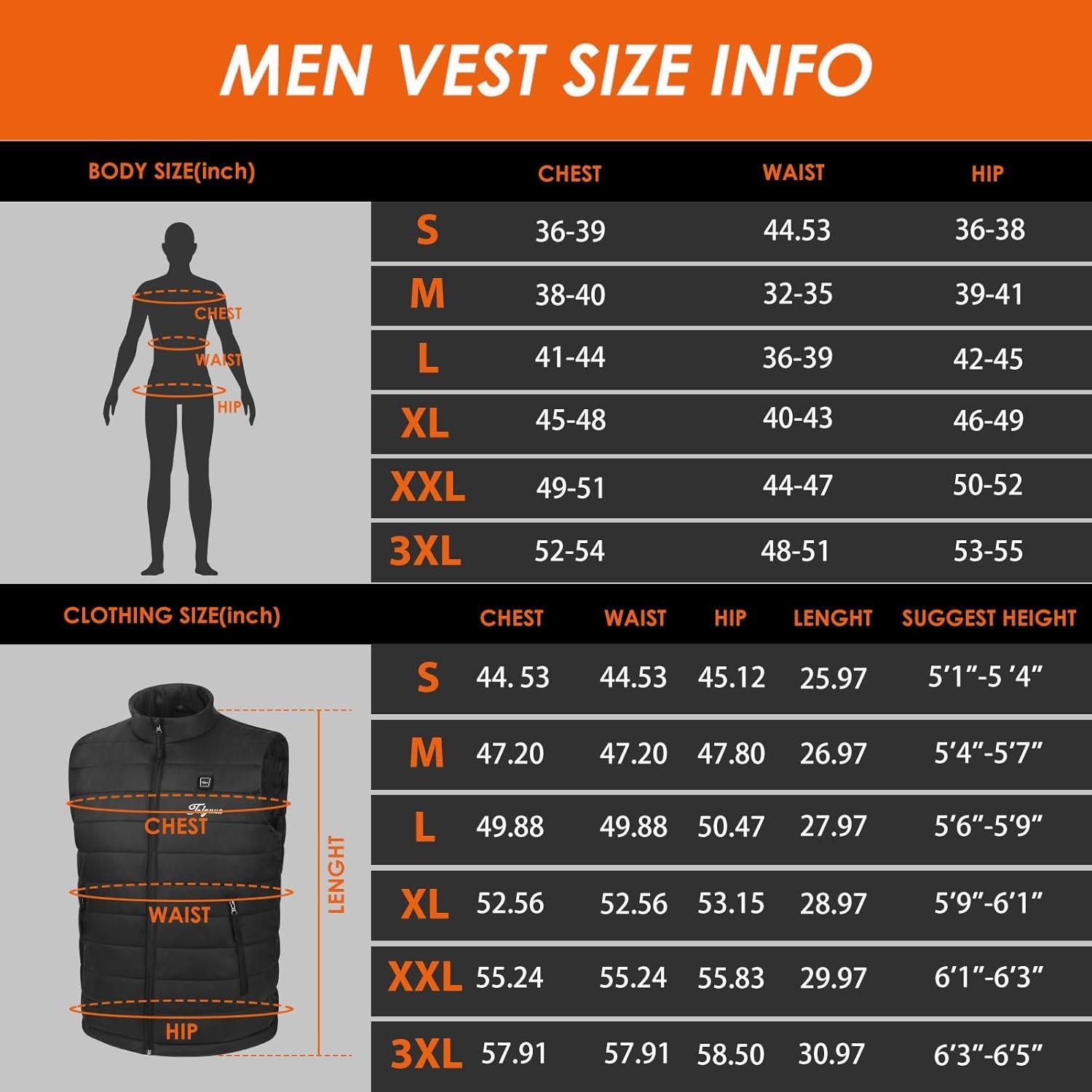 Chaleco Térmico Telguua para Hombres XL Negro con Batería