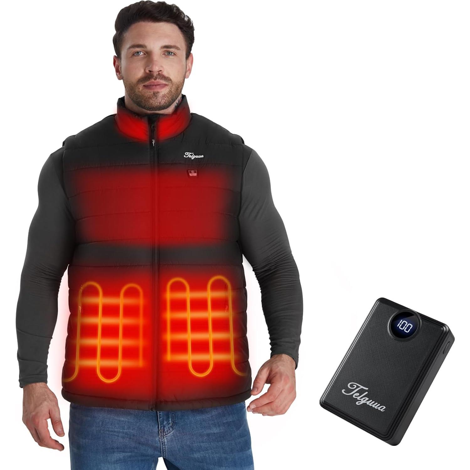 Chaleco Térmico Telguua para Hombres XL Negro con Batería