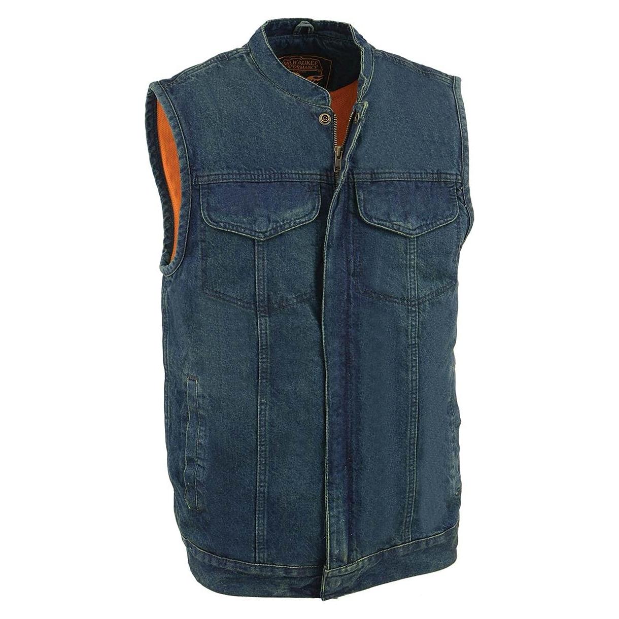 Chaleco de Mezclilla Milwaukee Leather MDM3000 Hombre Azul