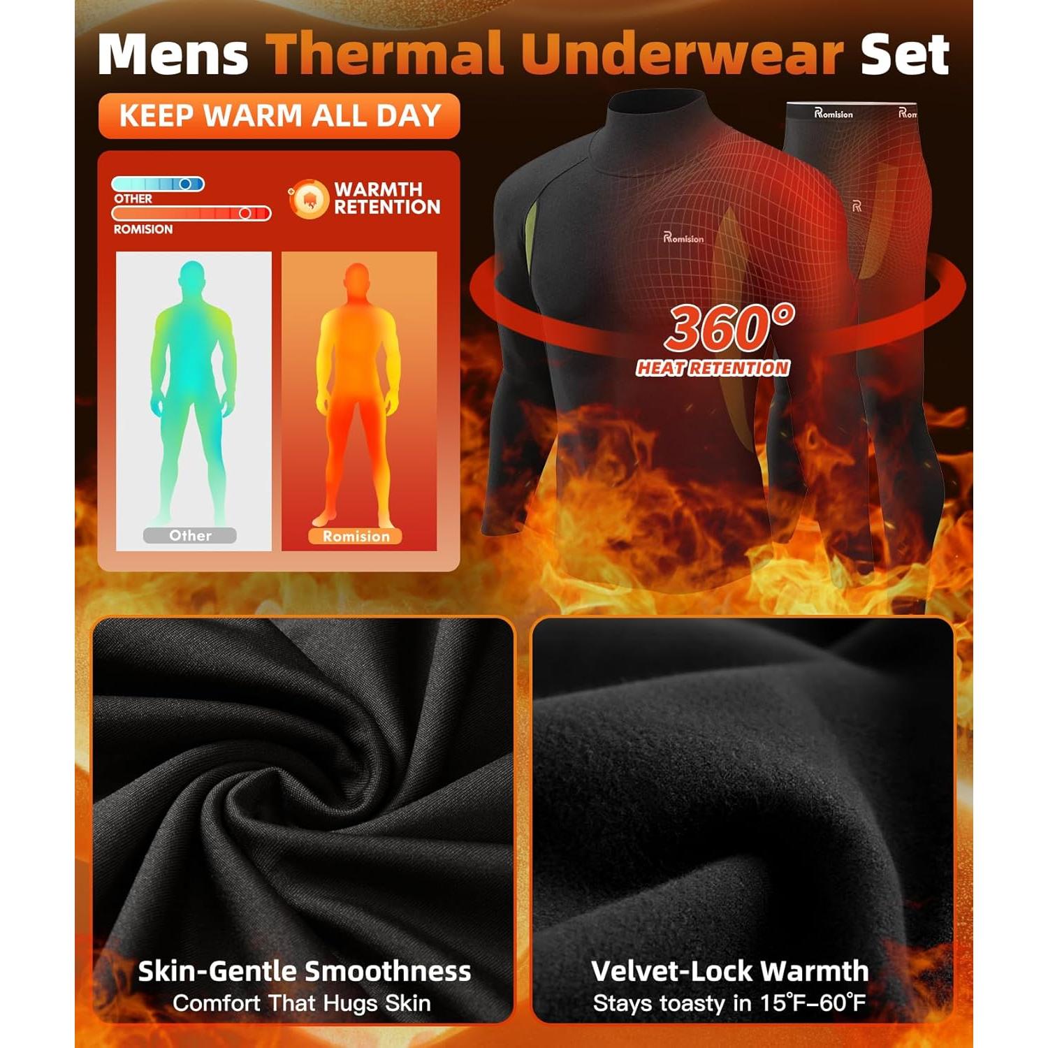 Ropa Interior Térmica para Hombres Romision - Long Johns Mediano