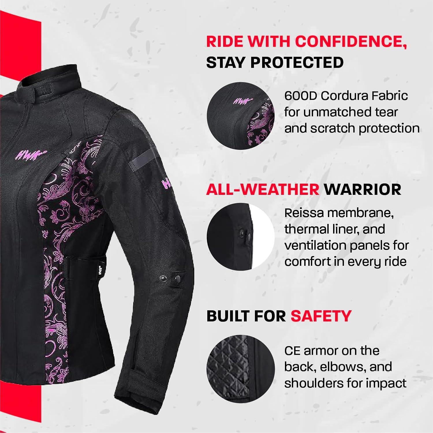 Chaqueta de Motocicleta HWK para Mujeres - Resistente al Agua y CE