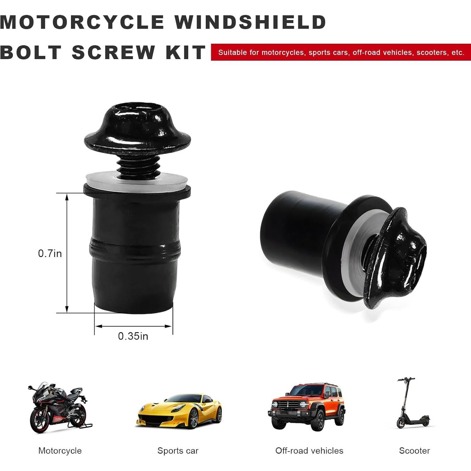 Kit de Tornillos de Parabrisas M5 BWBWND 10PCS Aluminio Negro