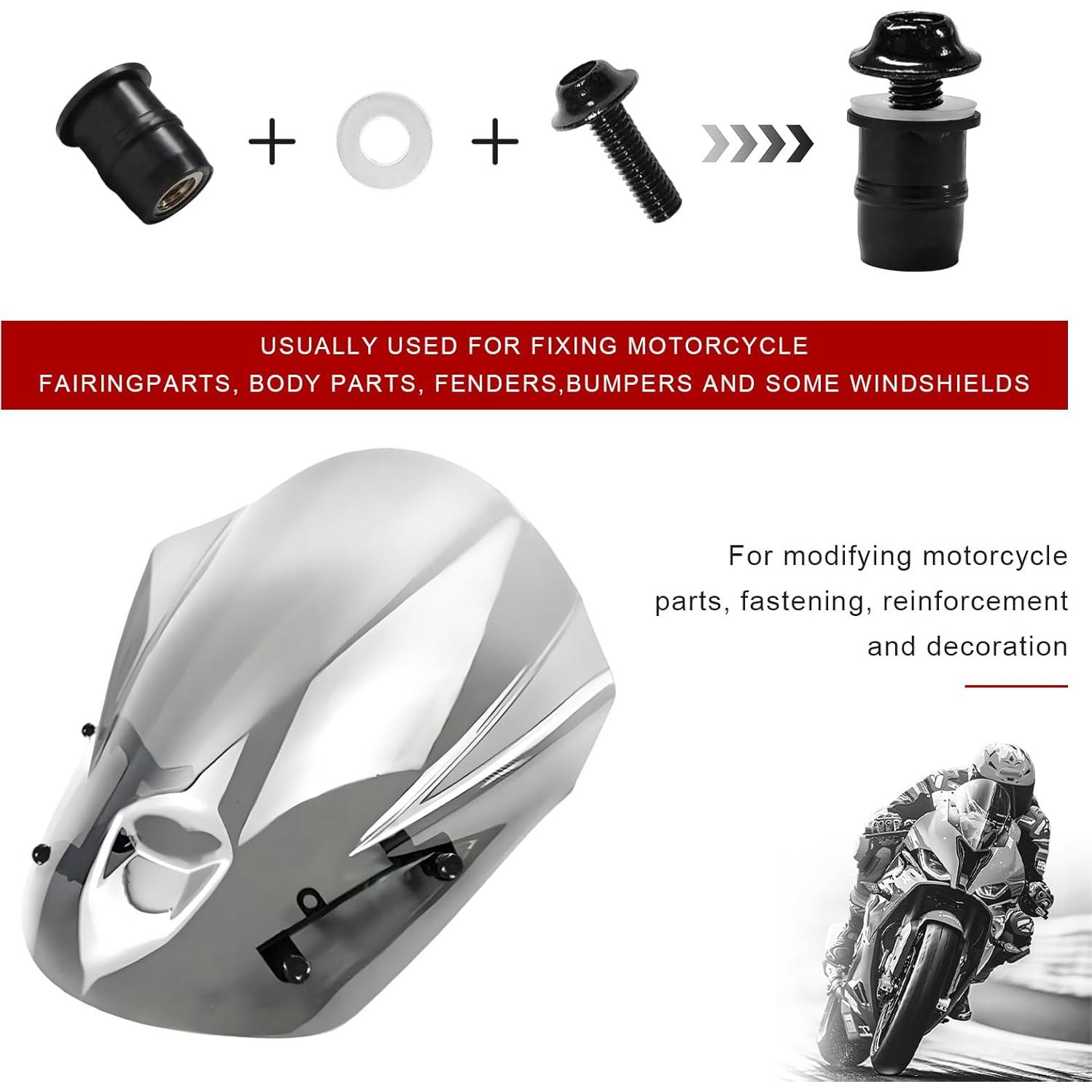 Kit de Tornillos de Parabrisas M5 BWBWND 10PCS Aluminio Negro