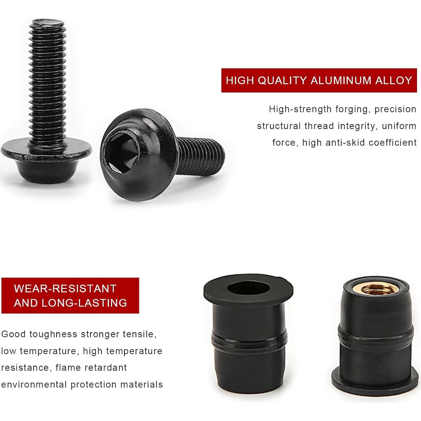 Kit de Tornillos de Parabrisas M5 BWBWND 10PCS Aluminio Negro