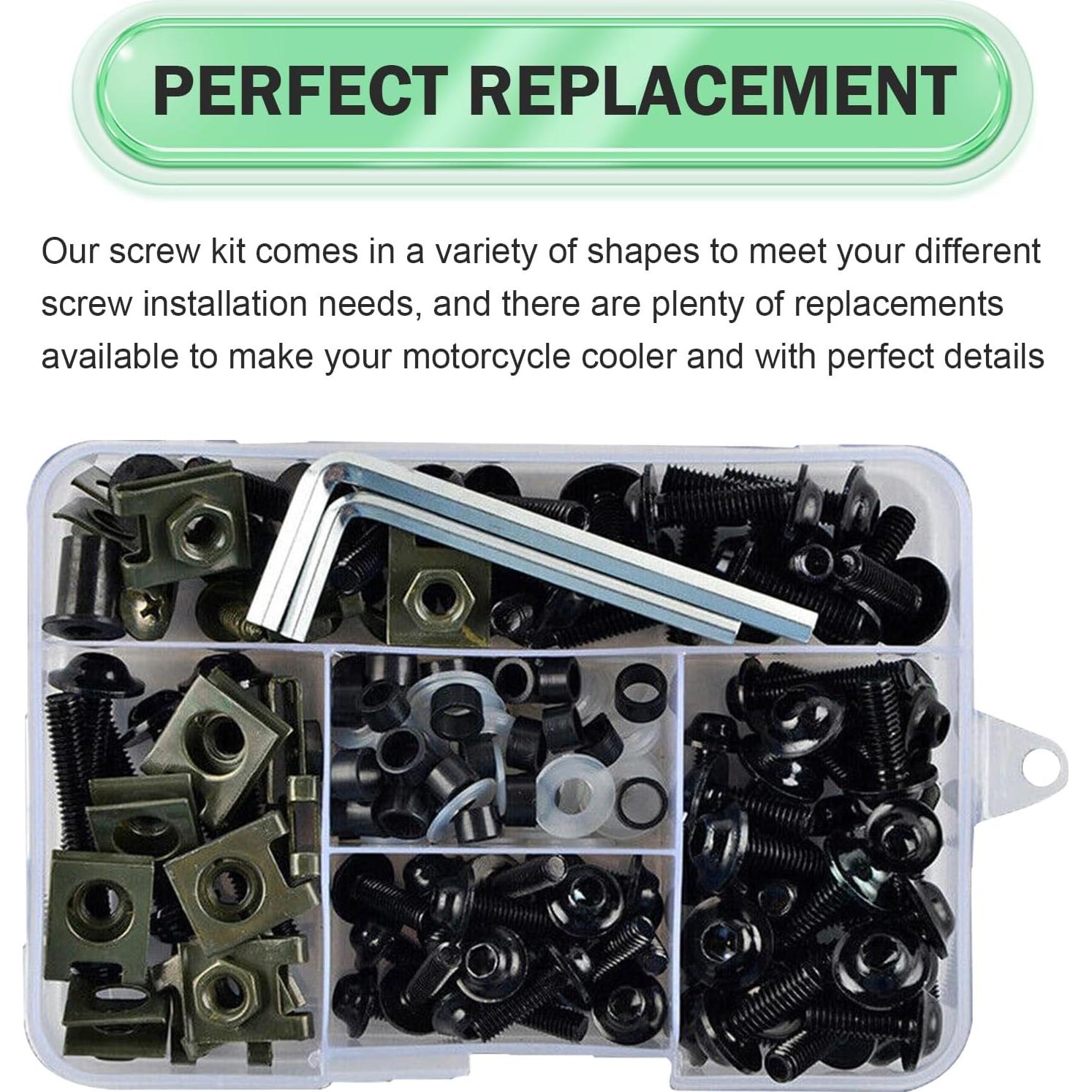 Kit de Tornillos para Carenado de Motocicleta Zikefest 177PCS