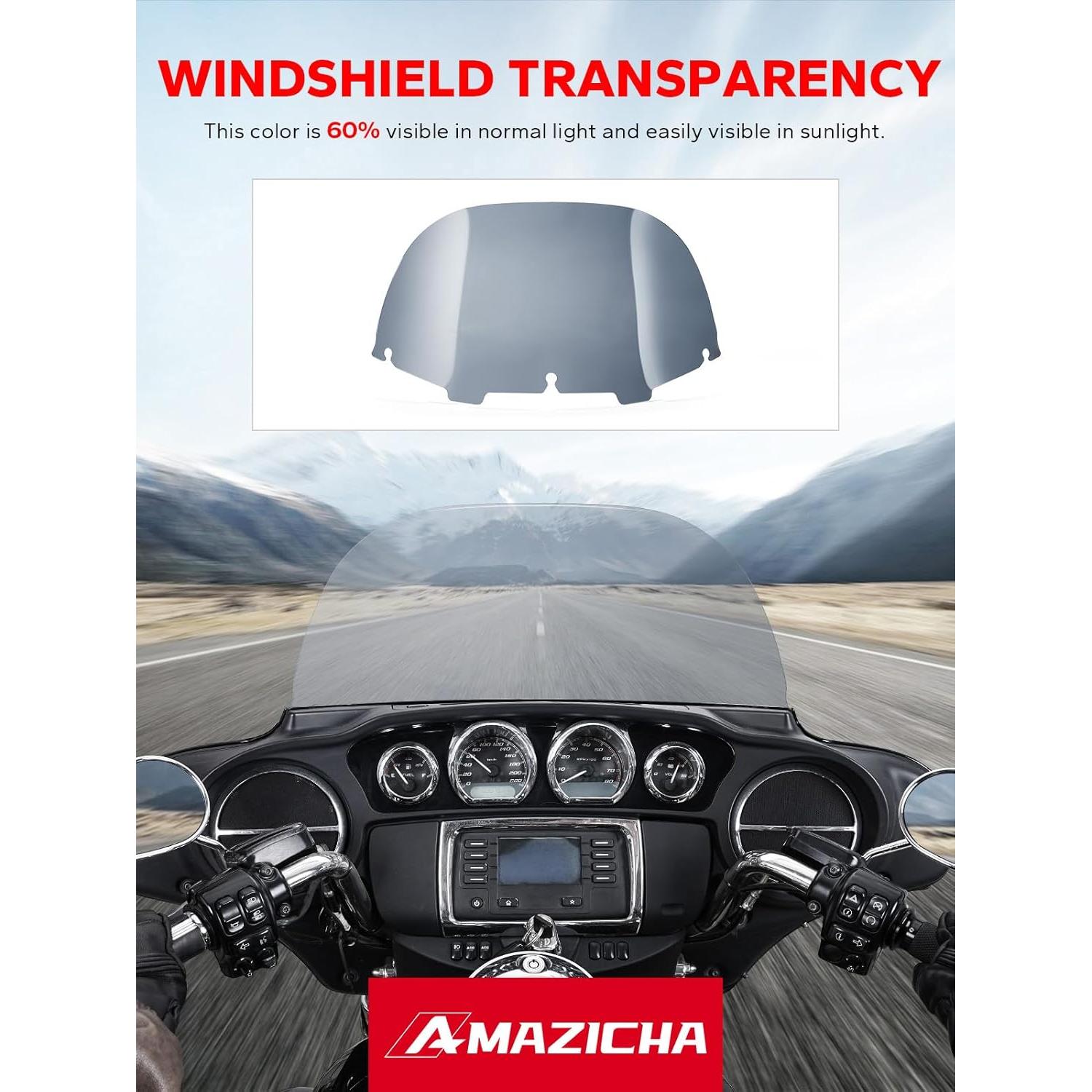 Parabrisas Onda 10" Amazicha para Harley Davidson 1996-2013