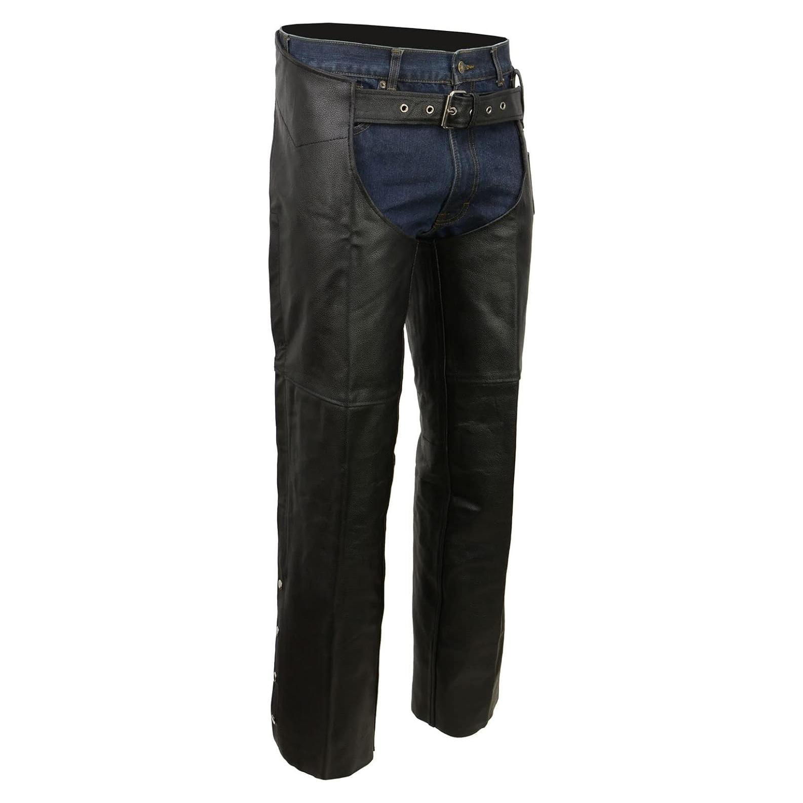 Pantalones de Cuero Real Event EL1117BO Negros 2X para Motociclistas