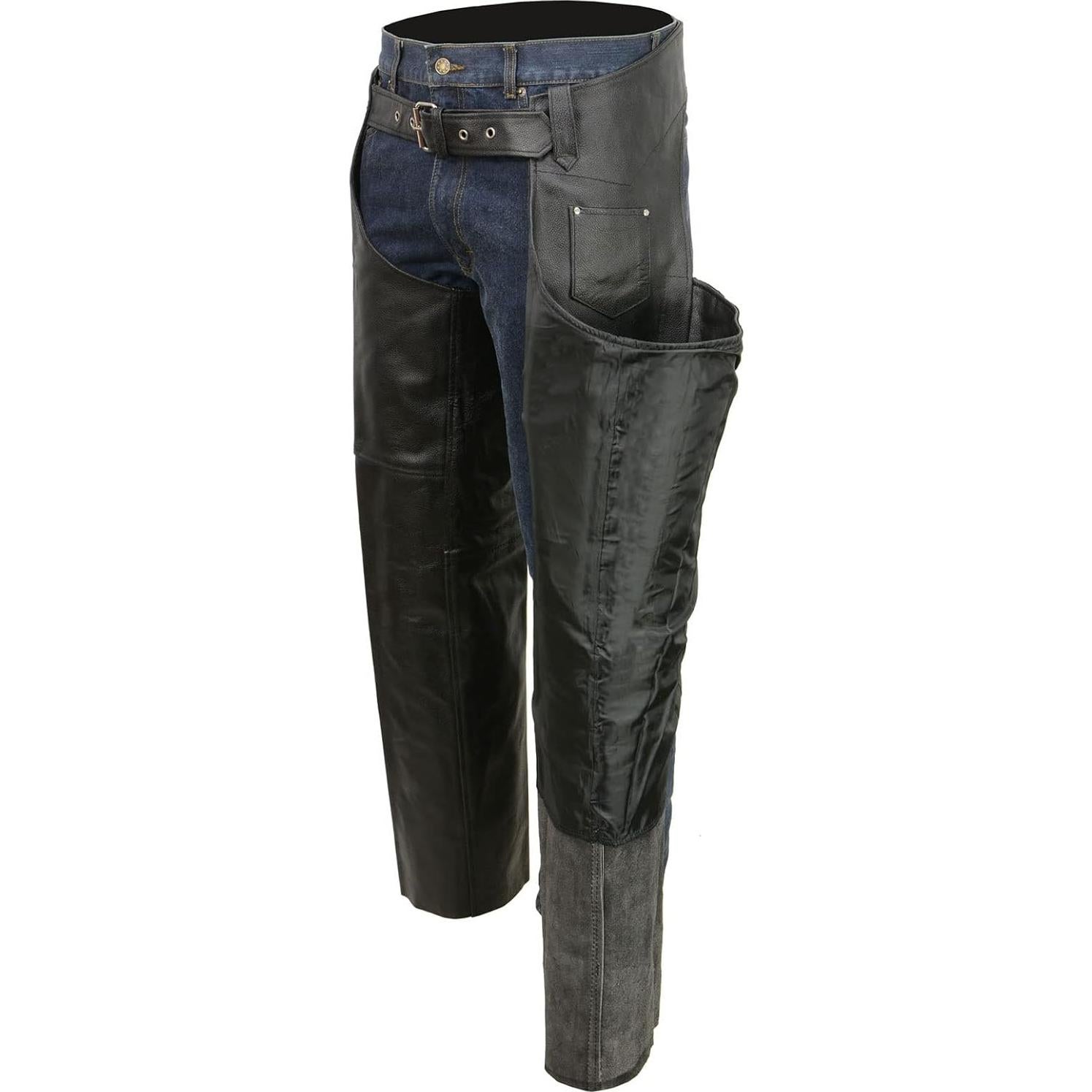 Pantalones de Cuero Real Event EL1117BO Negros 2X para Motociclistas