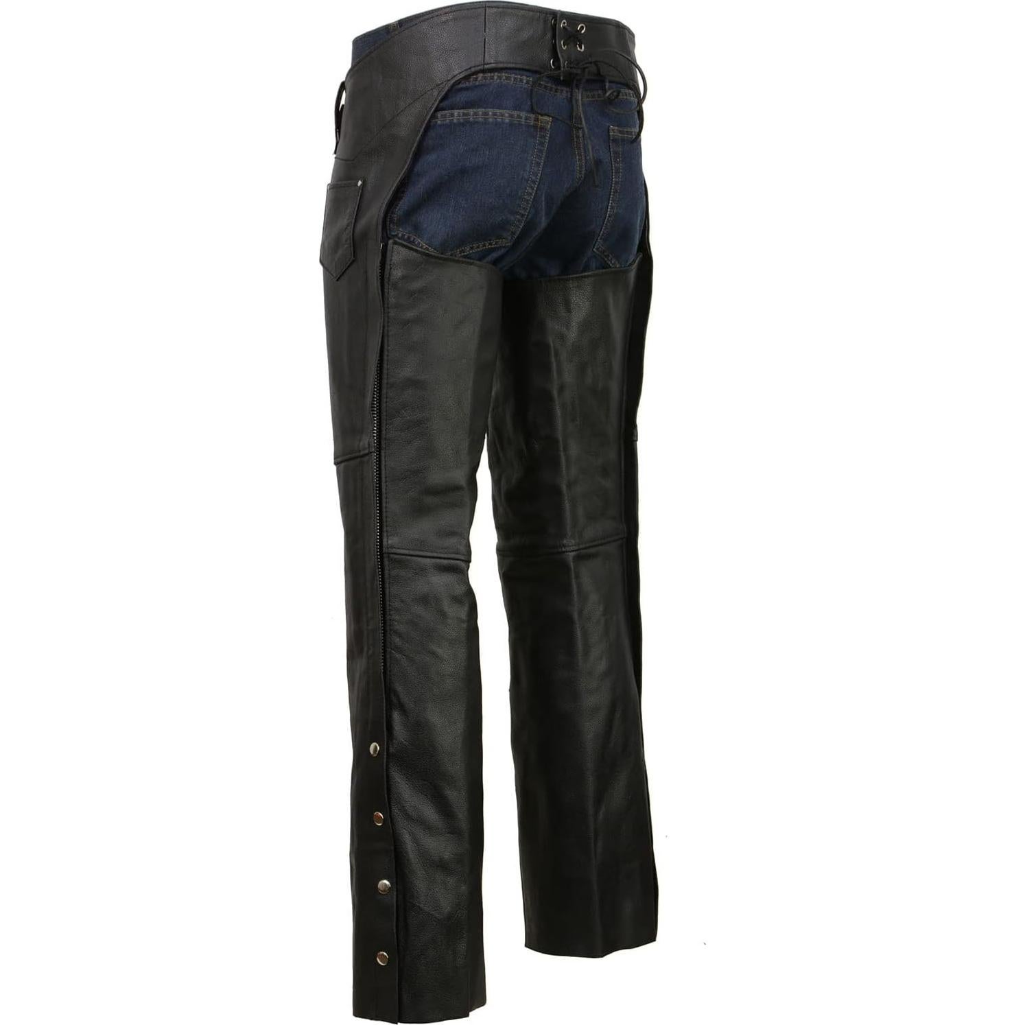 Pantalones de Cuero Real Event EL1117BO Negros 2X para Motociclistas