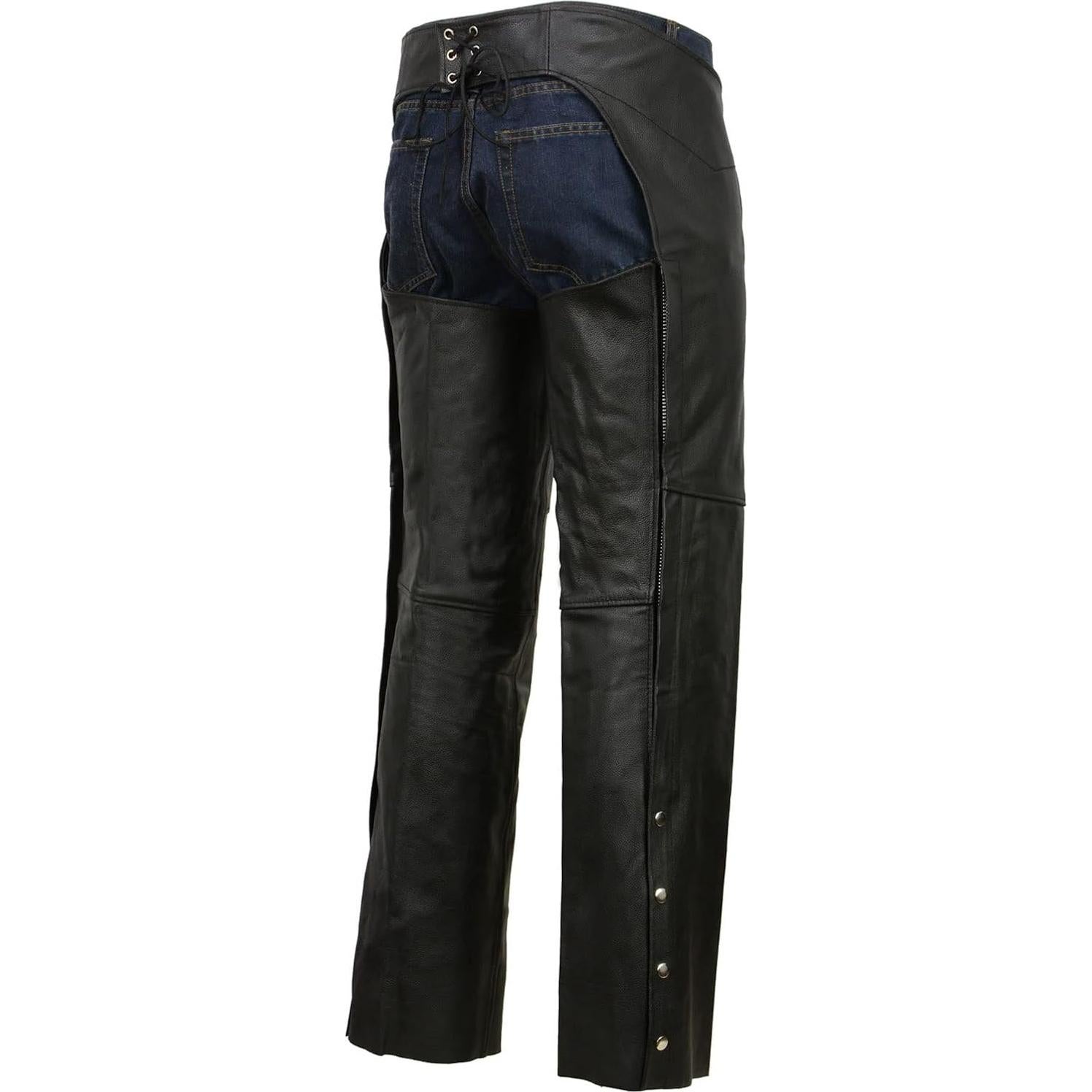 Pantalones de Cuero Real Event EL1117BO Negros 2X para Motociclistas