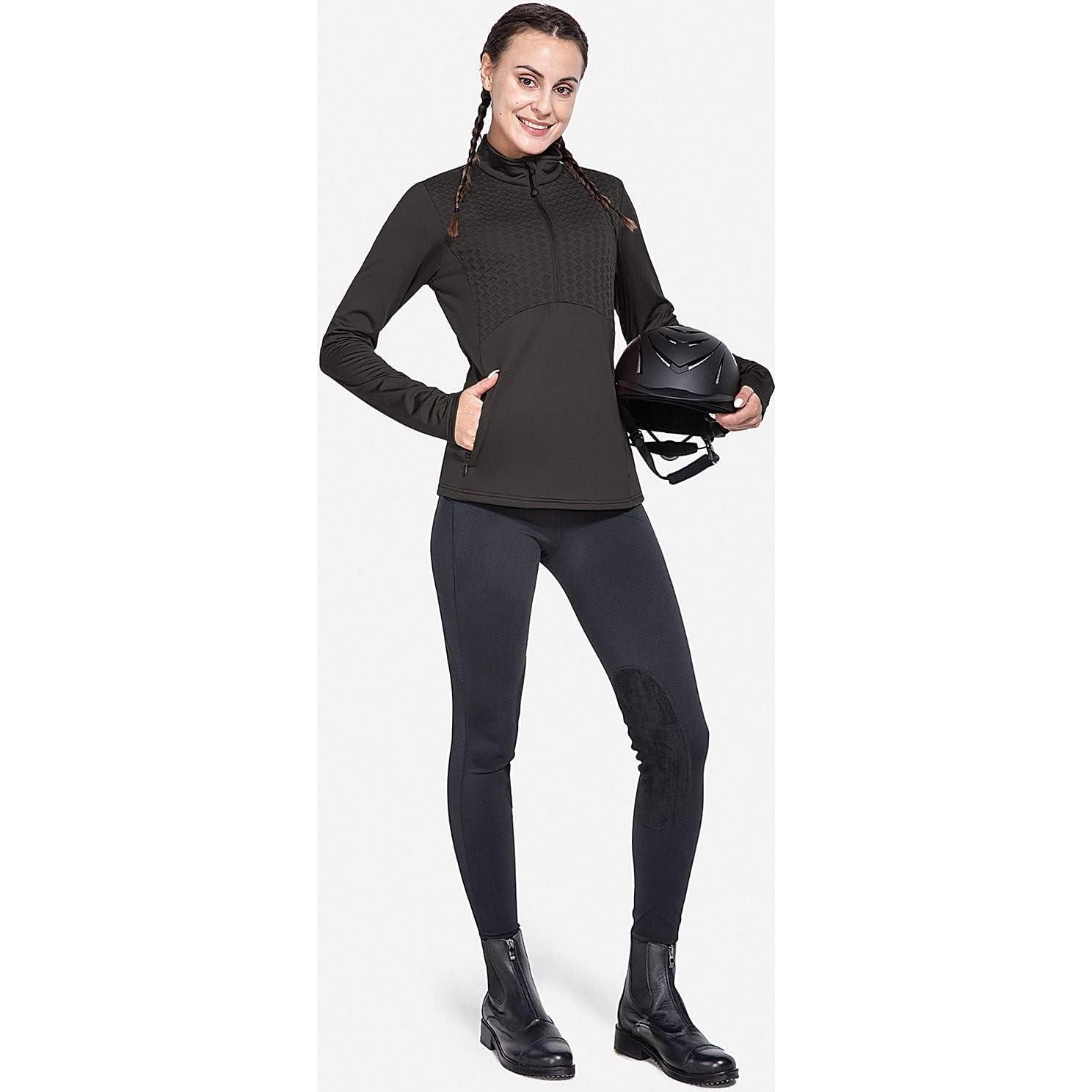 Pantalones Ecuestres Mujer Baleaf X-Pequeño Gamuza Negro UPF50+