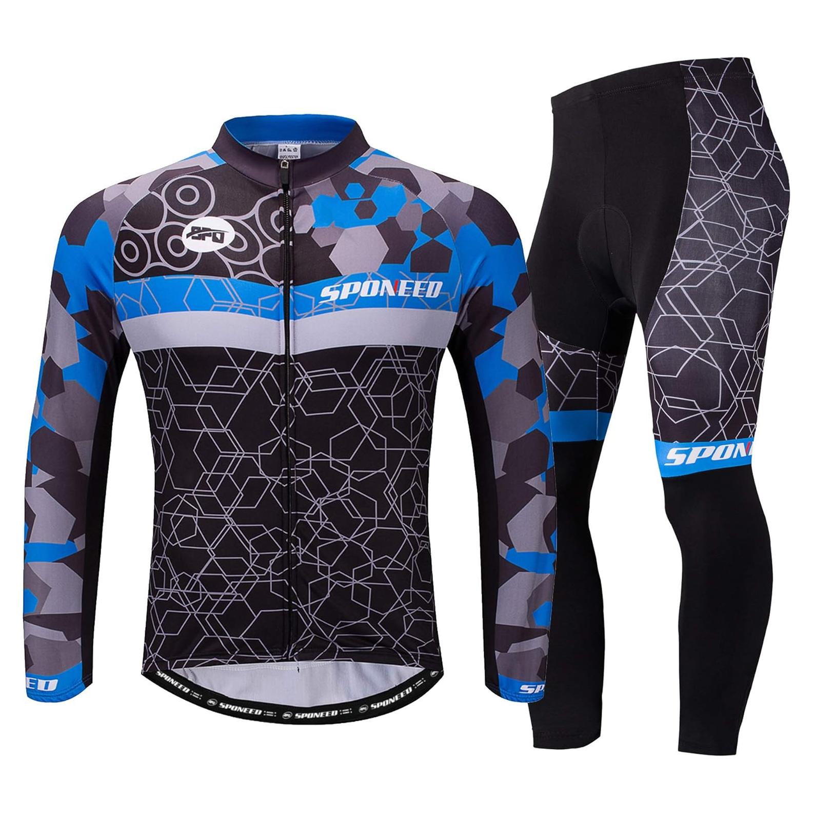 Conjunto de Ciclismo Sponeed Hombre Manga Larga Azul Multi