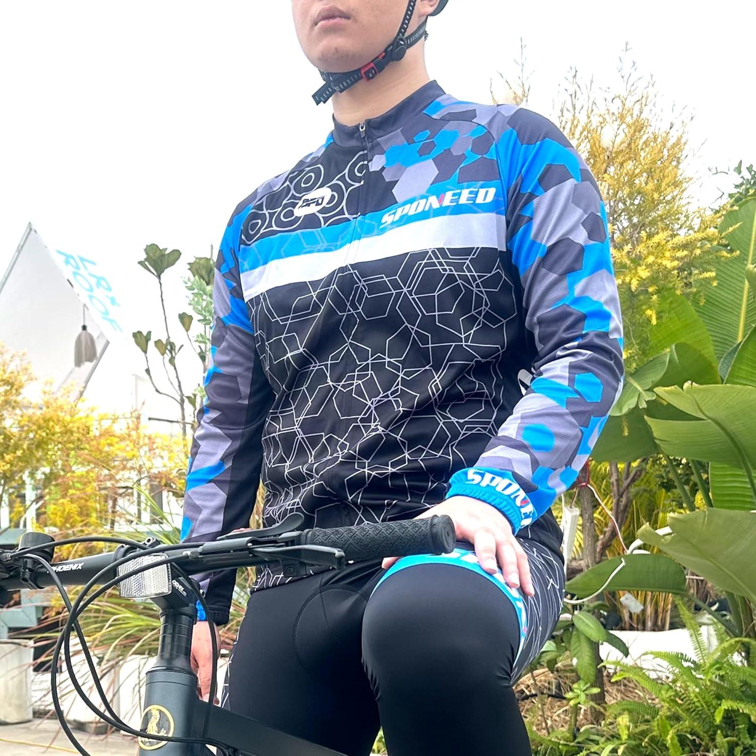 Conjunto de Ciclismo Sponeed Hombre Manga Larga Azul Multi