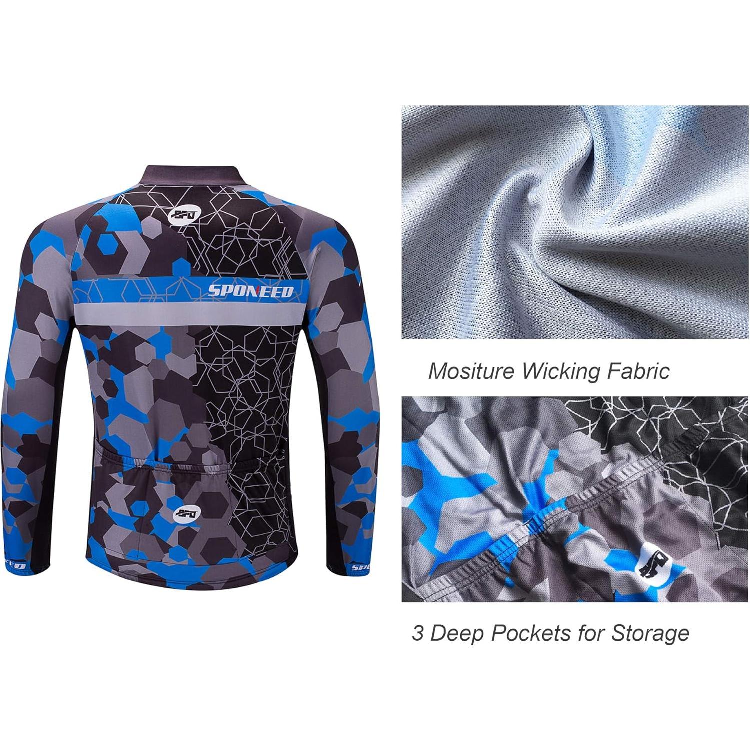 Conjunto de Ciclismo Sponeed Hombre Manga Larga Azul Multi