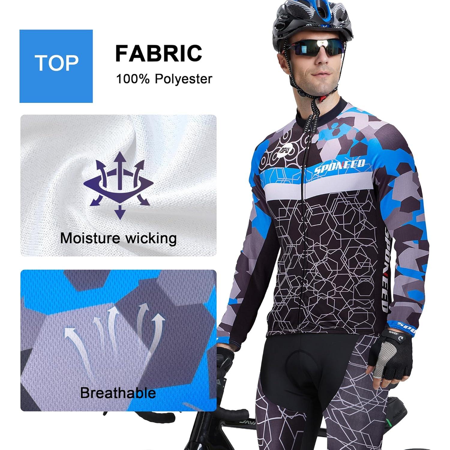 Conjunto de Ciclismo Sponeed Hombre Manga Larga Azul Multi