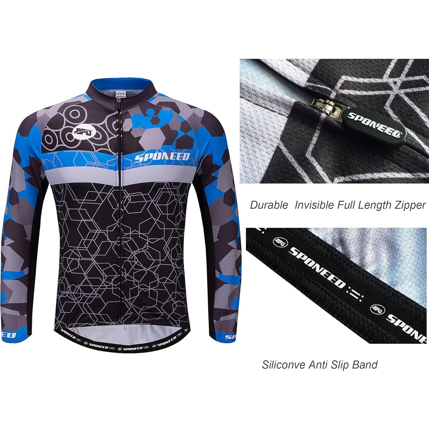 Conjunto de Ciclismo Sponeed Hombre Manga Larga Azul Multi