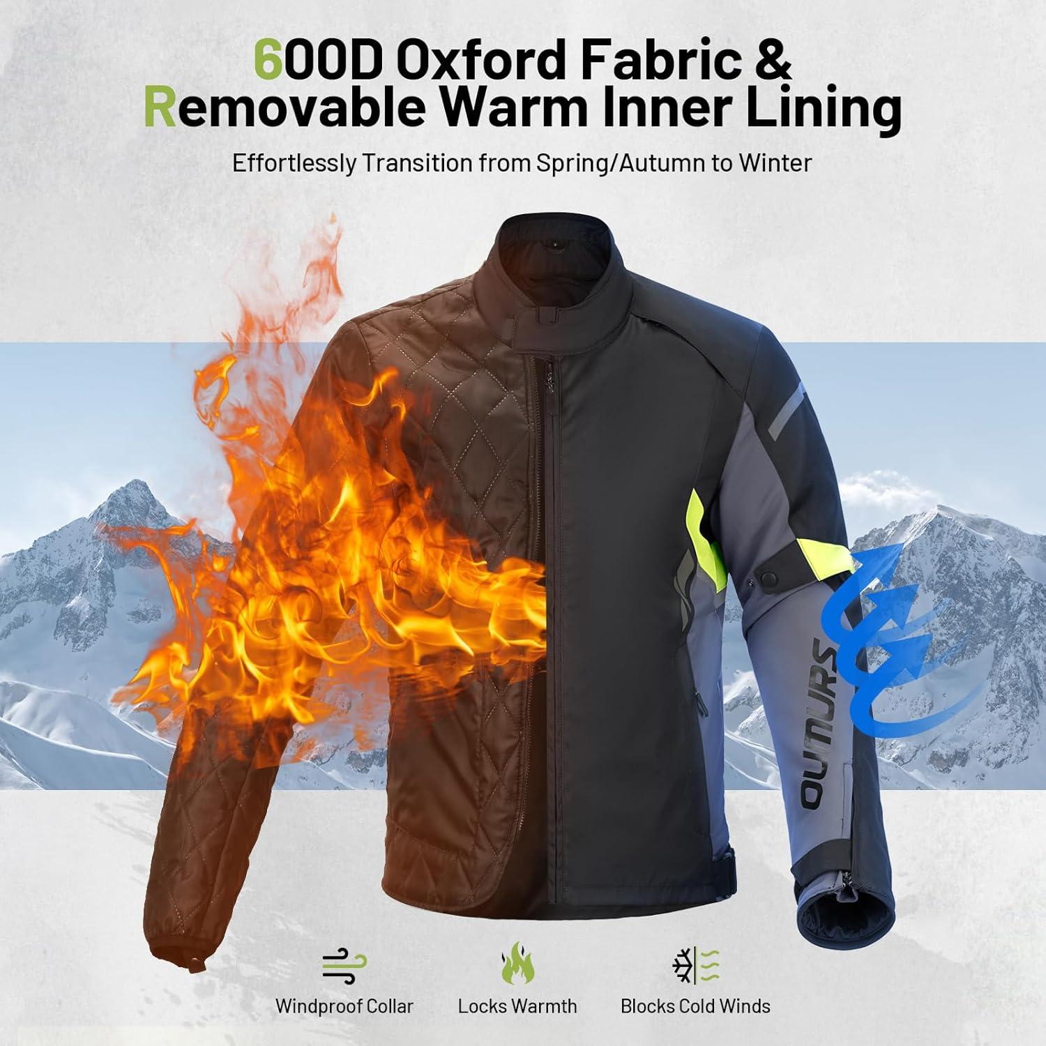 Chaqueta de Motocicleta Impermeable para Hombre con Armadura CE