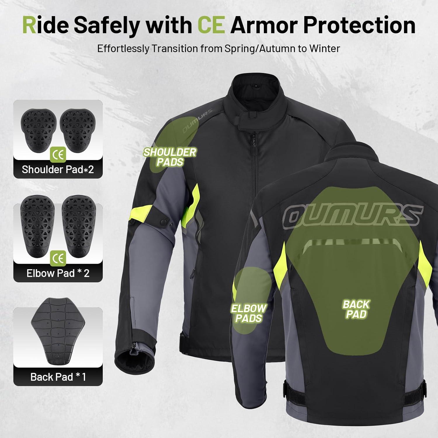 Chaqueta de Motocicleta Impermeable para Hombre con Armadura CE
