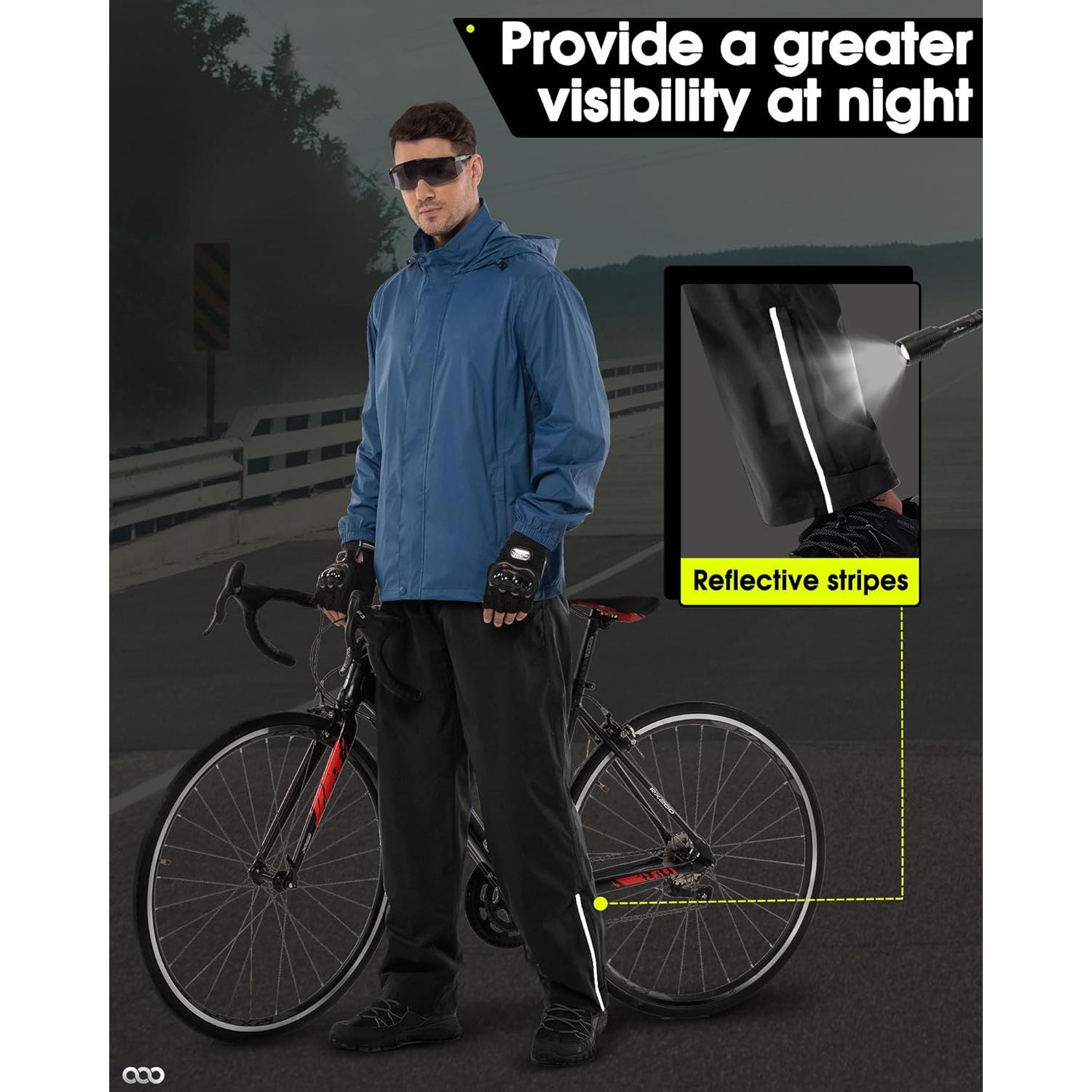 Pantalones de Lluvia Impermeables para Hombre 36W x 30L Negros