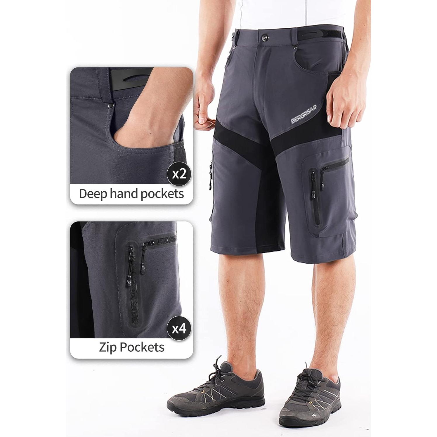 Pantalones Cortos de Ciclismo BERGRISAR Hombre Ajuste Suelto 6 Bolsillos