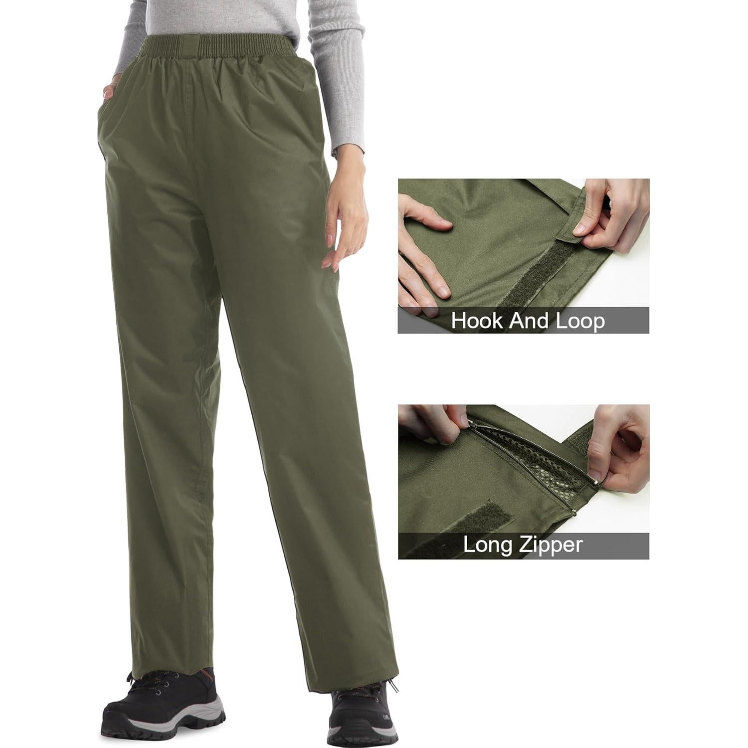 Pantalones de Lluvia iCreek para Mujeres Impermeables Verde